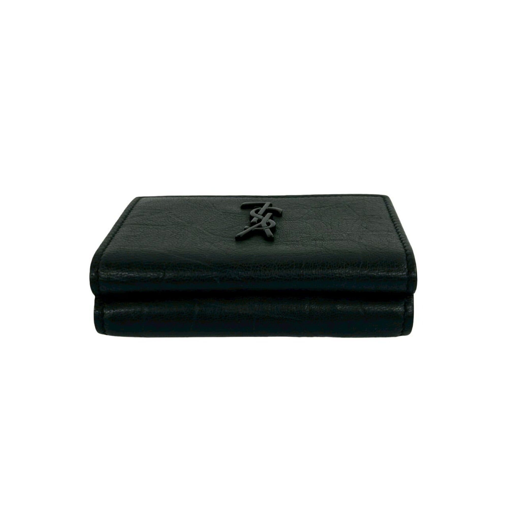 Saint Laurent Paris Yves Saint Laurent PARIS YSL Logo Leather Tri-fold Mini Wallet, Black, 59051 Size ONE SIZE - 3 Thumbnail
