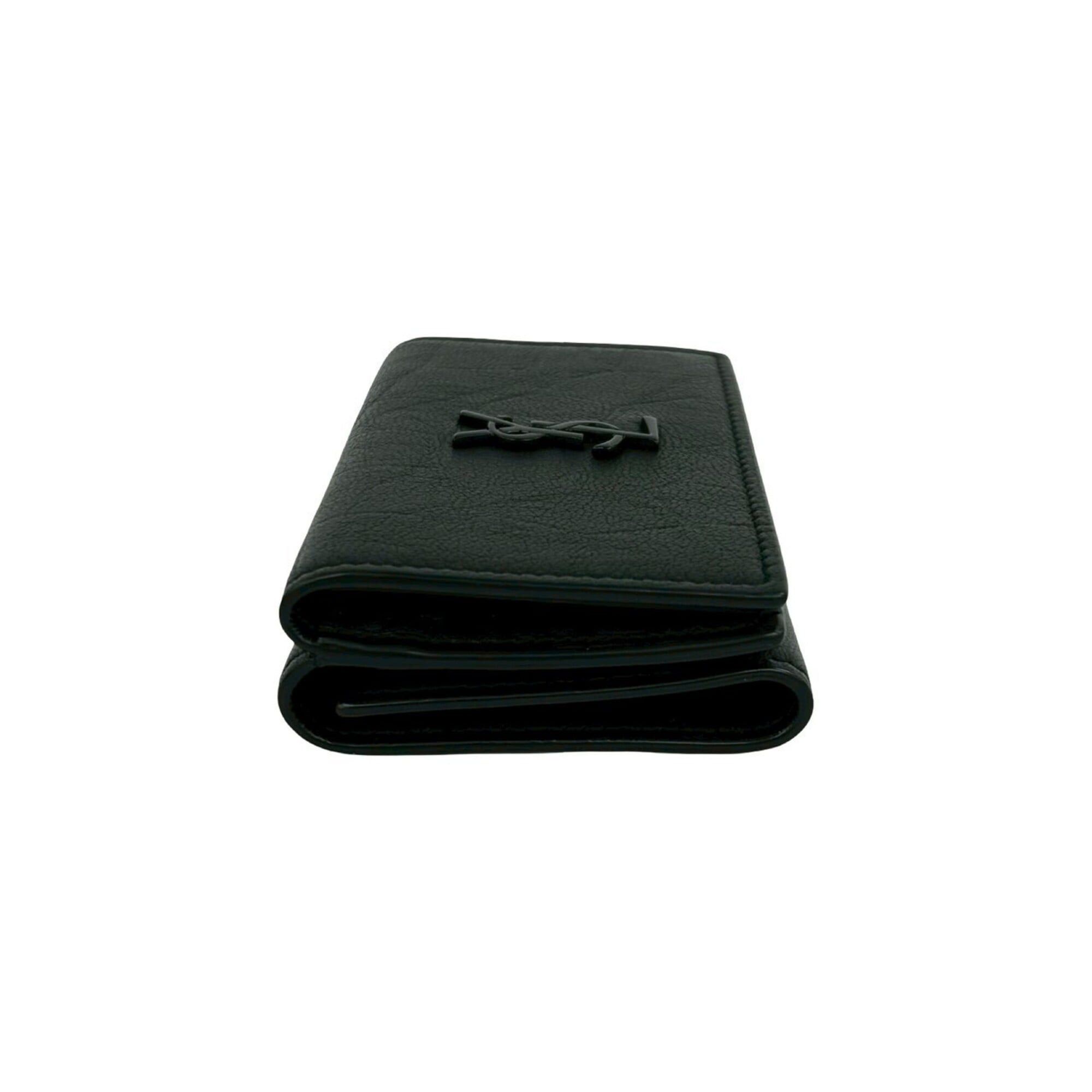 Saint Laurent Paris Yves Saint Laurent PARIS YSL Logo Leather Tri-fold Mini Wallet, Black, 59051 Size ONE SIZE - 5 Thumbnail