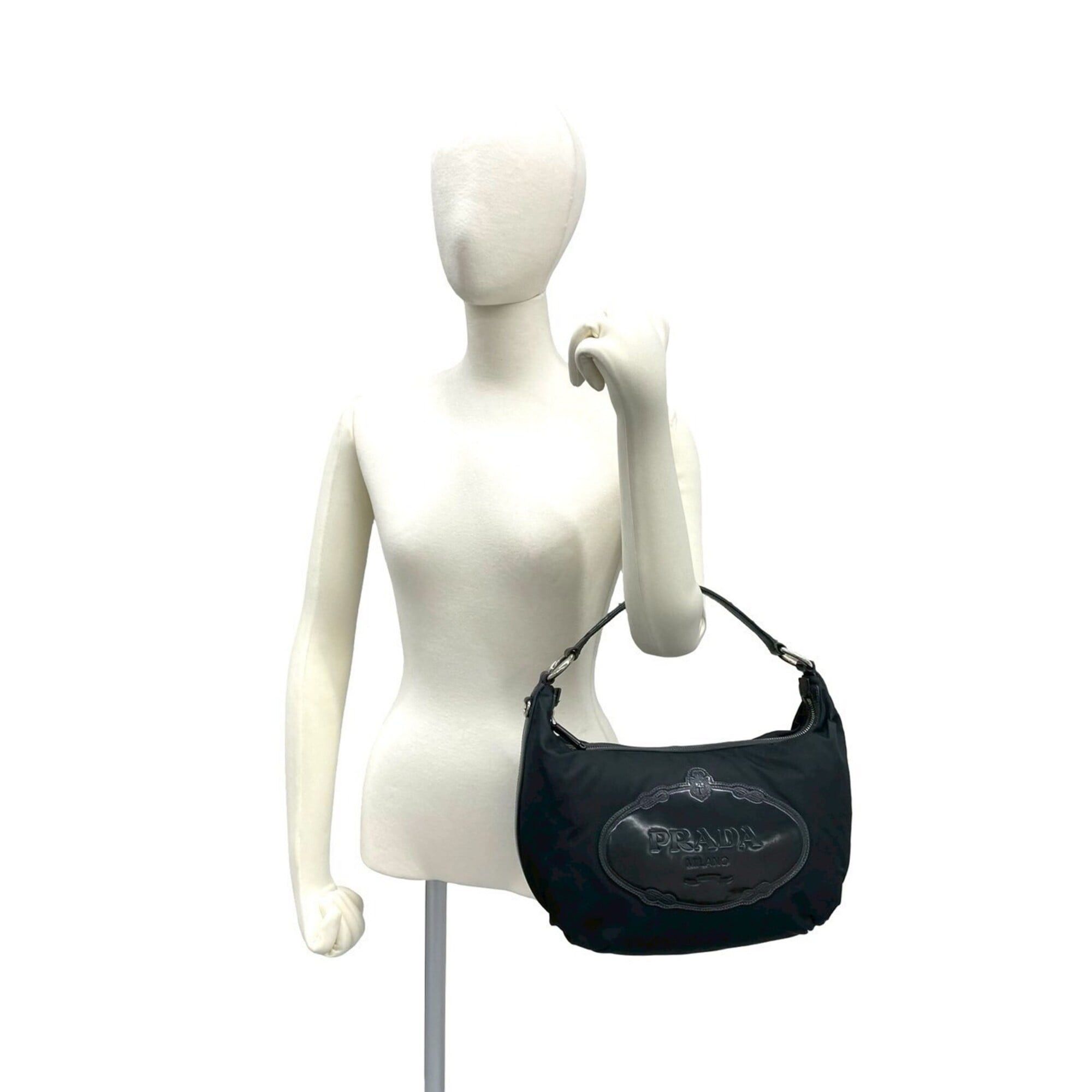 Prada Prada logo embossed nylon patent leather enamel genuine handbag mini tote bag black 25242 Size ONE SIZE - 2 Thumbnail