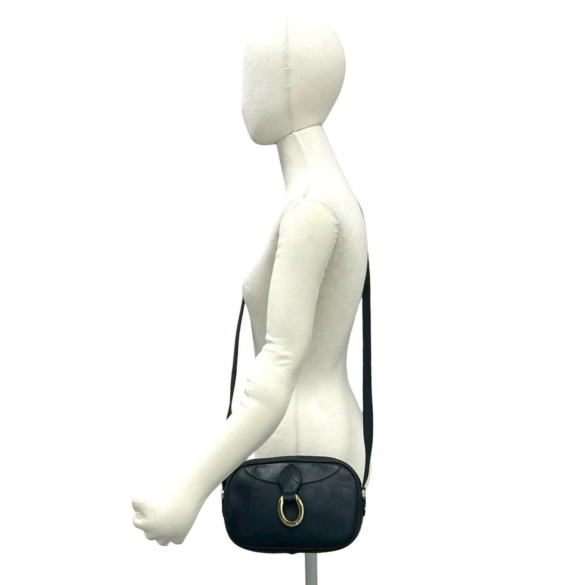 Dior Christian Dior Vintage Trotter Pattern Leather Shoulder Bag/Pouch, Navy, 77-10 Size ONE SIZE - 2 Thumbnail