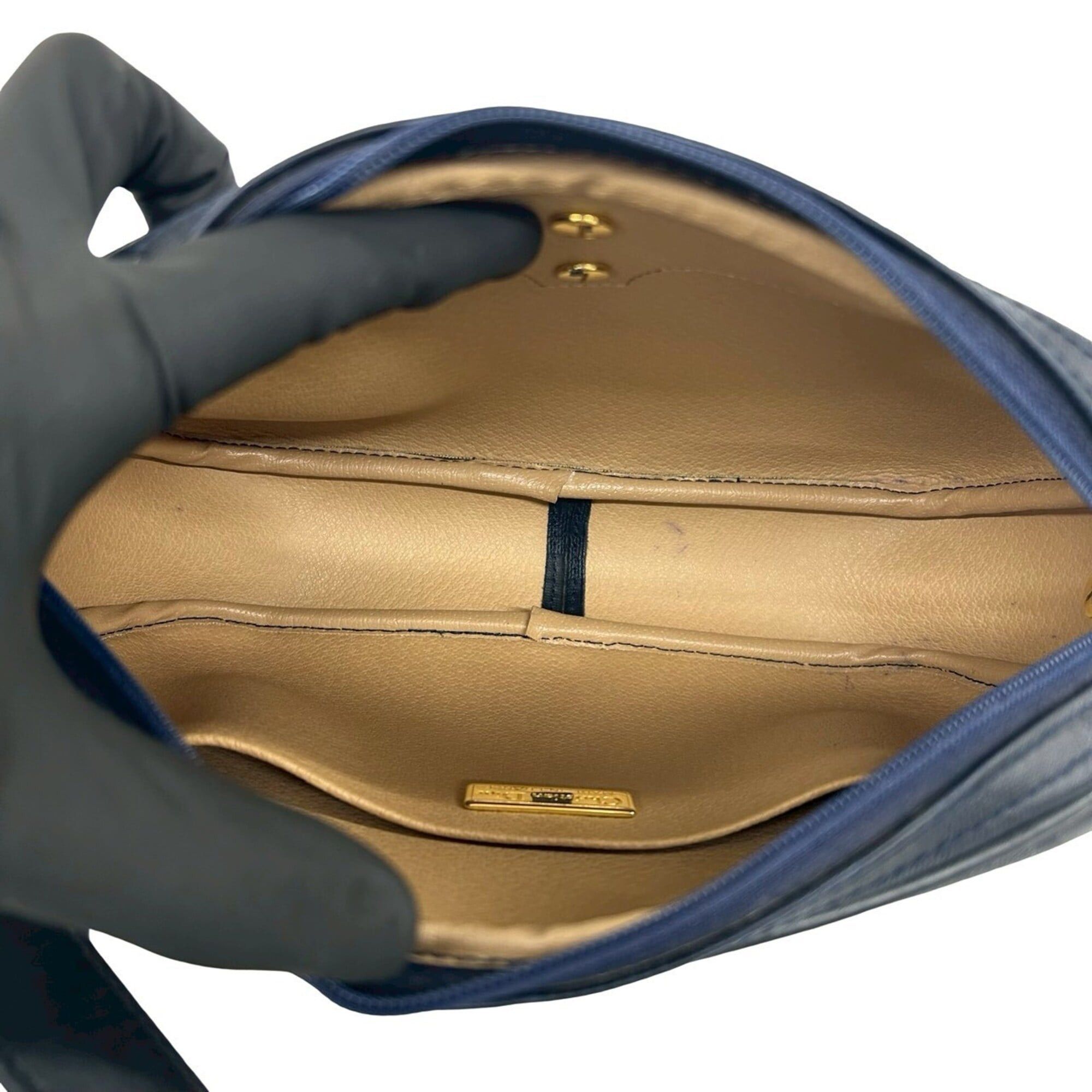 Dior Christian Dior Vintage Trotter Pattern Leather Shoulder Bag/Pouch, Navy, 77-10 Size ONE SIZE - 9 Thumbnail