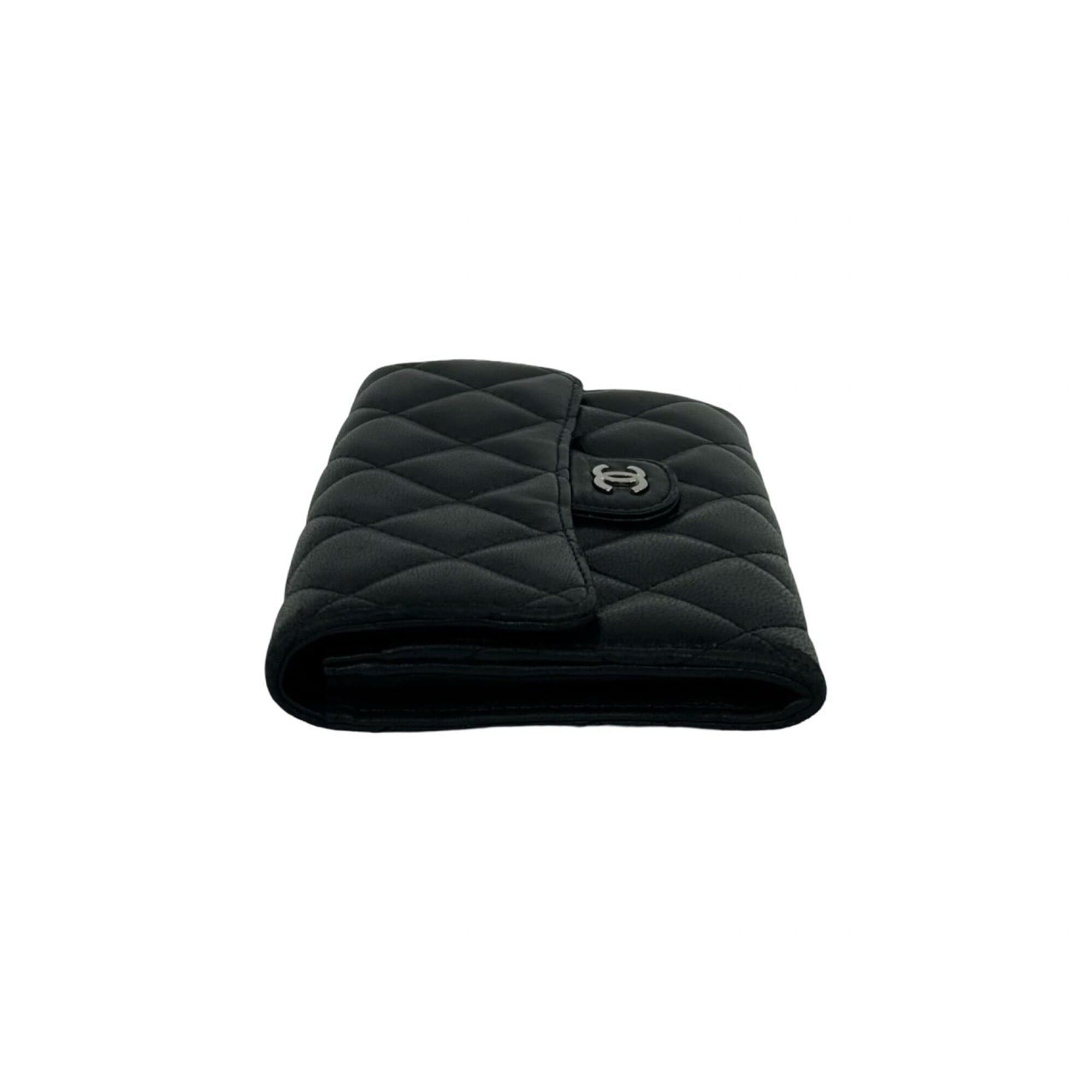 Chanel CHANEL Matelassé Coco Mark Lambskin Leather Bi-fold Wallet, Black, 72367 Size ONE SIZE - 4 Thumbnail