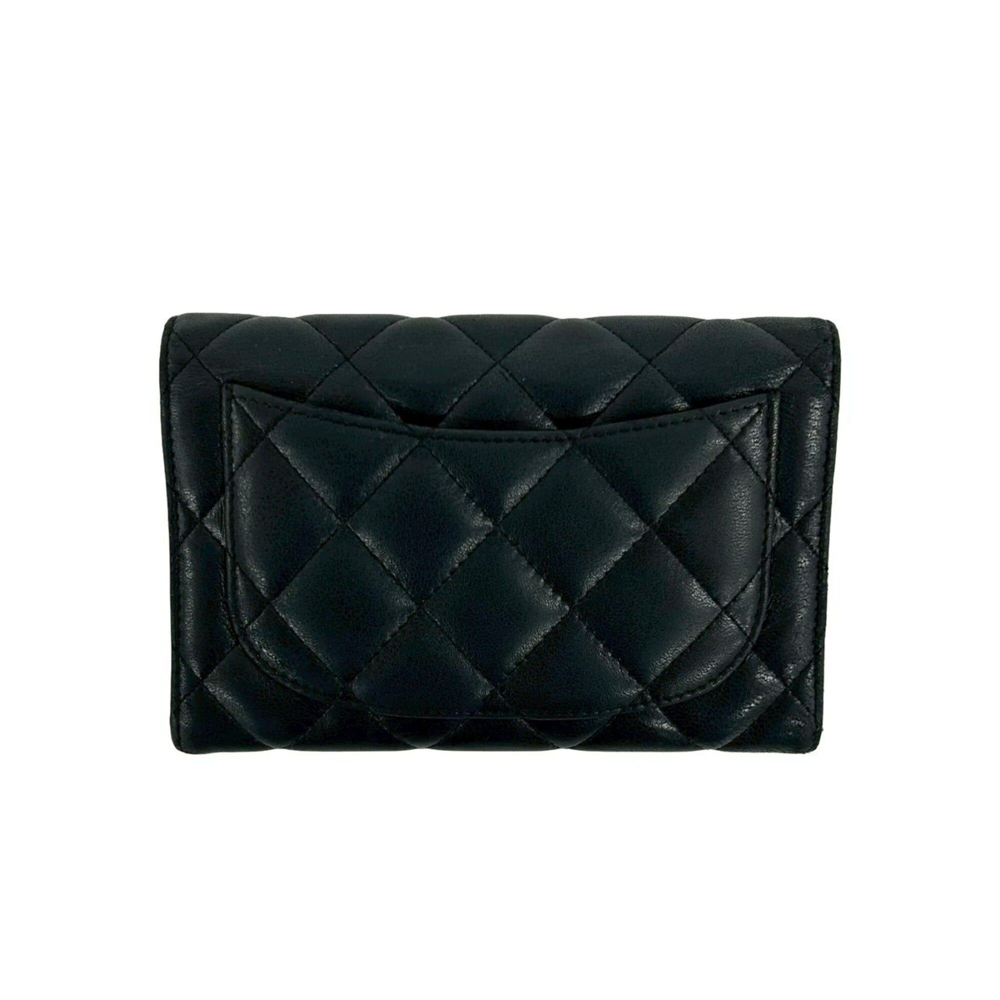Chanel CHANEL Matelassé Coco Mark Lambskin Leather Bi-fold Wallet, Black, 72367 Size ONE SIZE - 2 Thumbnail