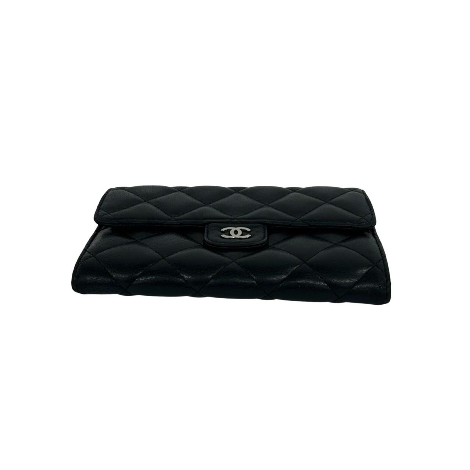Chanel CHANEL Matelassé Coco Mark Lambskin Leather Bi-fold Wallet, Black, 72367 Size ONE SIZE - 6 Thumbnail