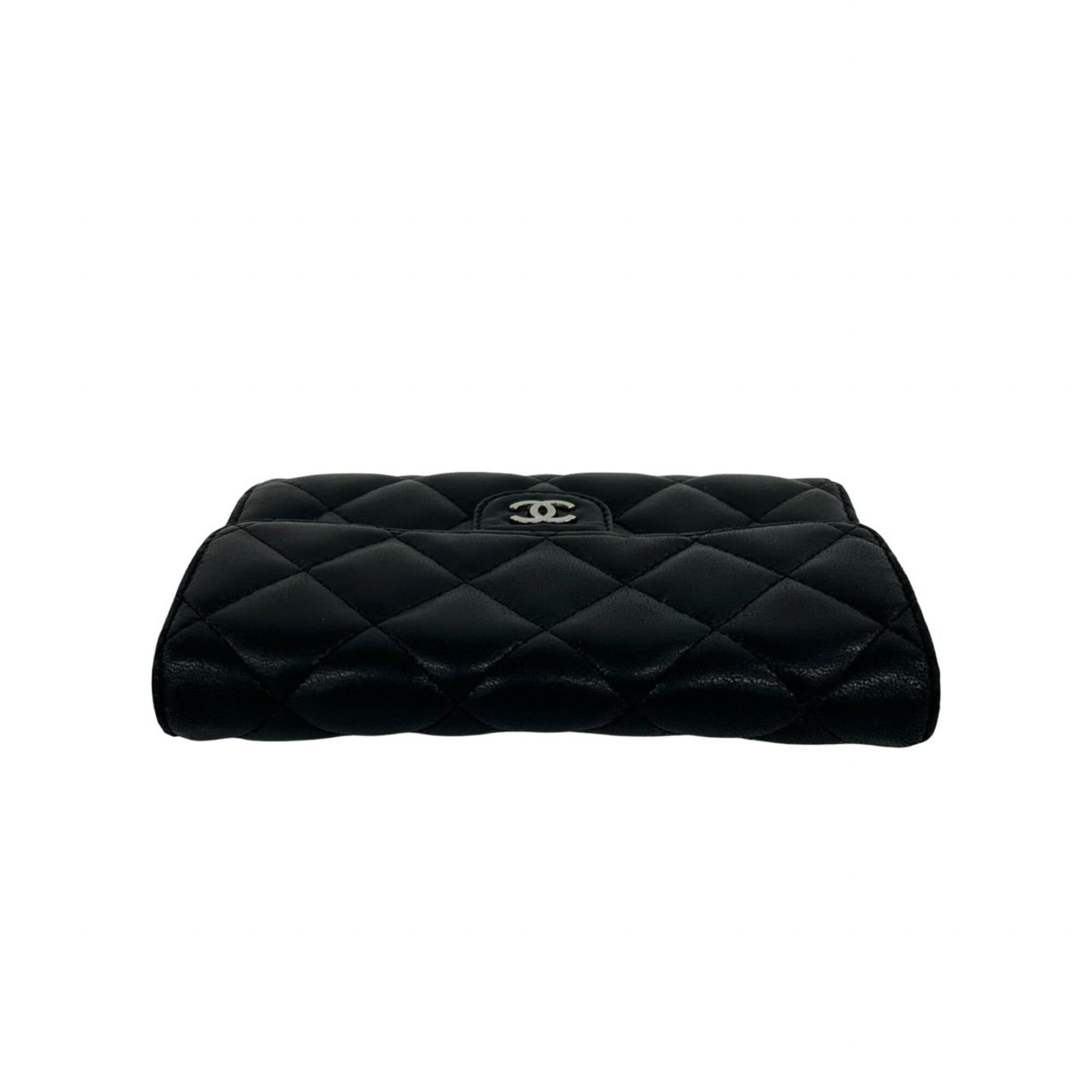 Chanel CHANEL Matelassé Coco Mark Lambskin Leather Bi-fold Wallet, Black, 72367 Size ONE SIZE - 3 Thumbnail