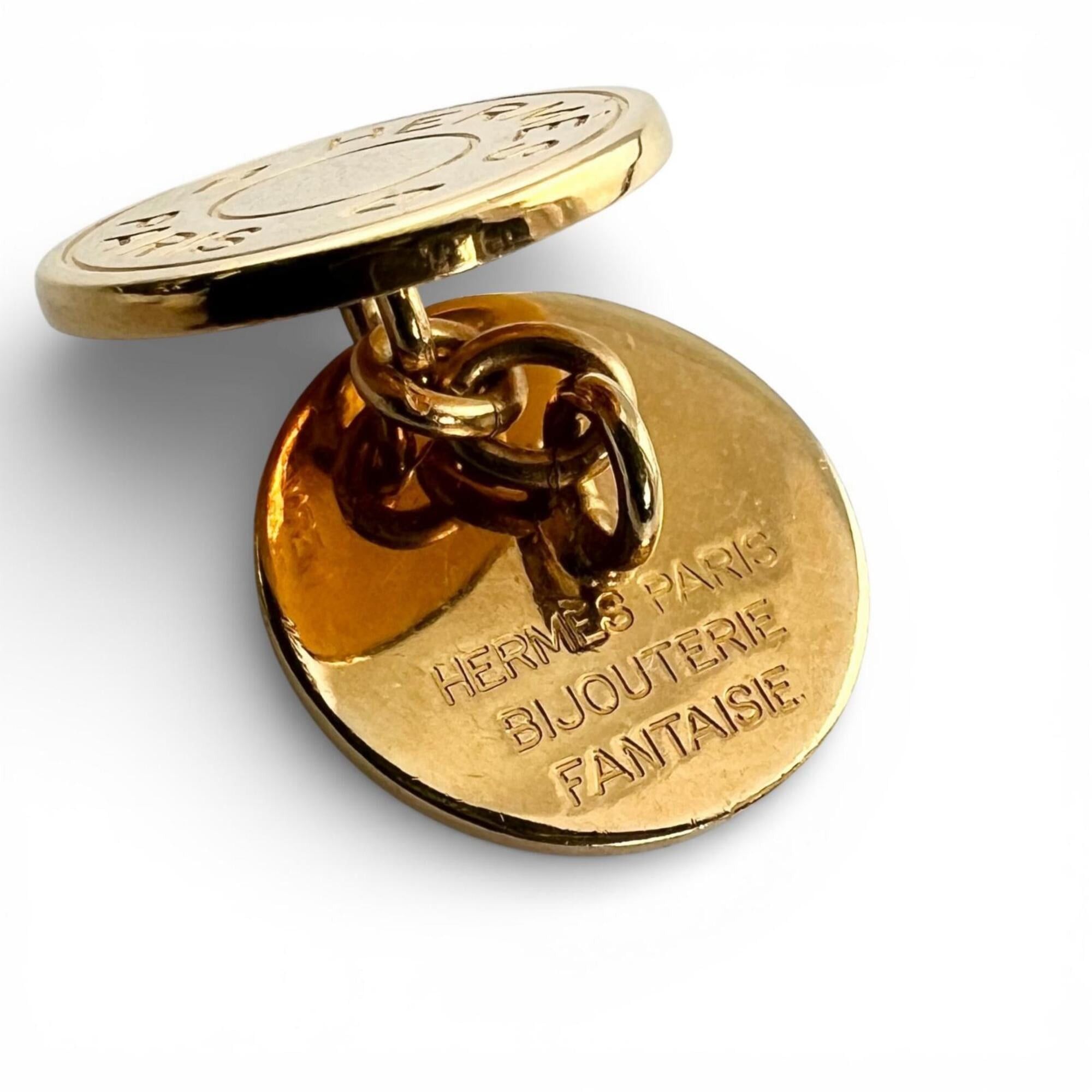 Hermes HERMES Bijou Terry Fantaisie Sellier Round Shape Cufflinks Gold Men's Size ONE SIZE - 5 Thumbnail