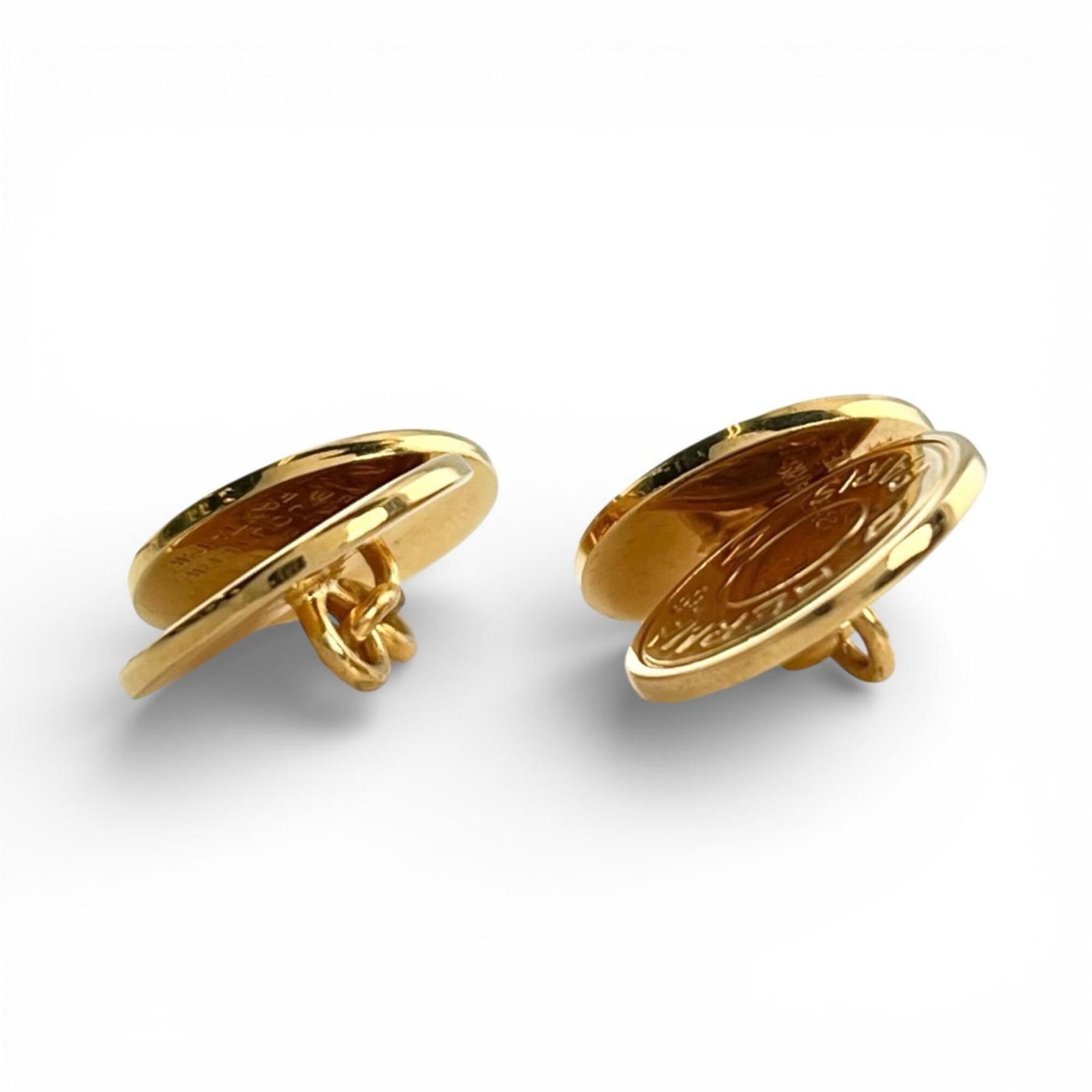 Hermes HERMES Bijou Terry Fantaisie Sellier Round Shape Cufflinks Gold Men's Size ONE SIZE - 3 Thumbnail