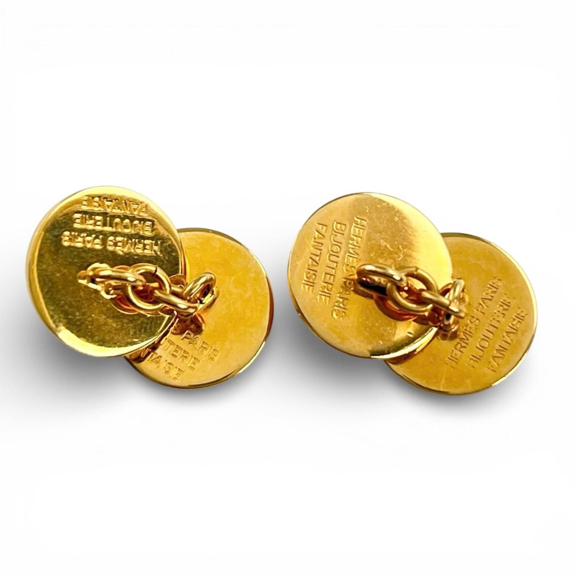 Hermes HERMES Bijou Terry Fantaisie Sellier Round Shape Cufflinks Gold Men's Size ONE SIZE - 2 Thumbnail