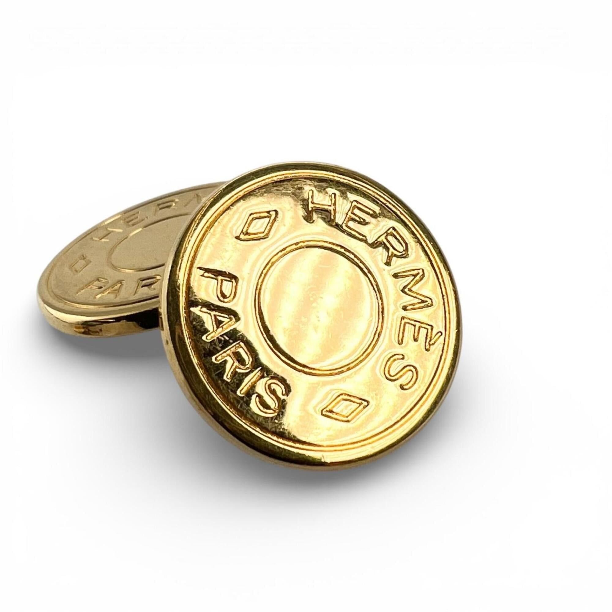 Hermes HERMES Bijou Terry Fantaisie Sellier Round Shape Cufflinks Gold Men's Size ONE SIZE - 4 Thumbnail