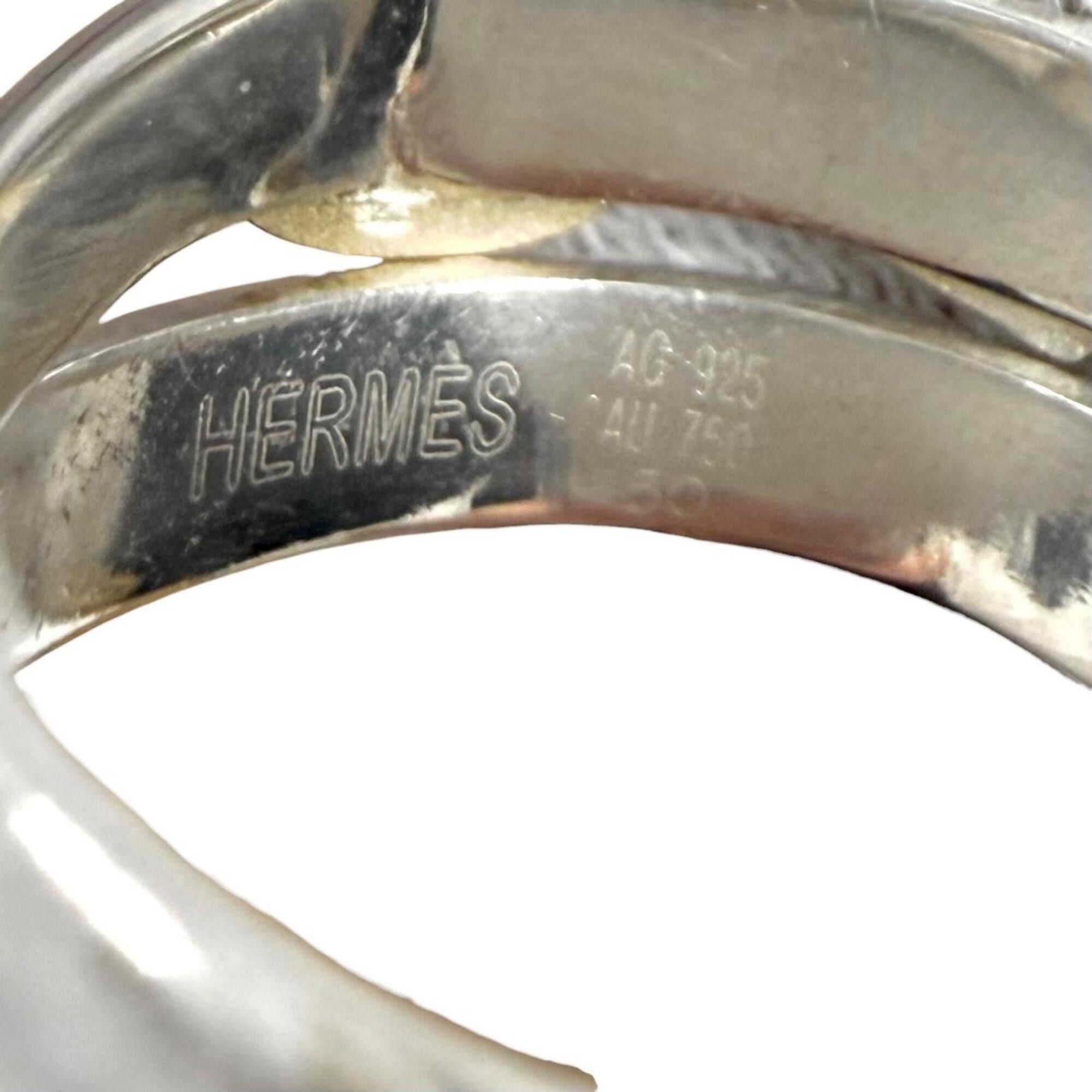 Hermes HERMES Vintage 925 750 Double True Ring, Combination Silver and Gold, Size 50, Weight 5.5g, Women's Size ONE SIZE - 6 Thumbnail