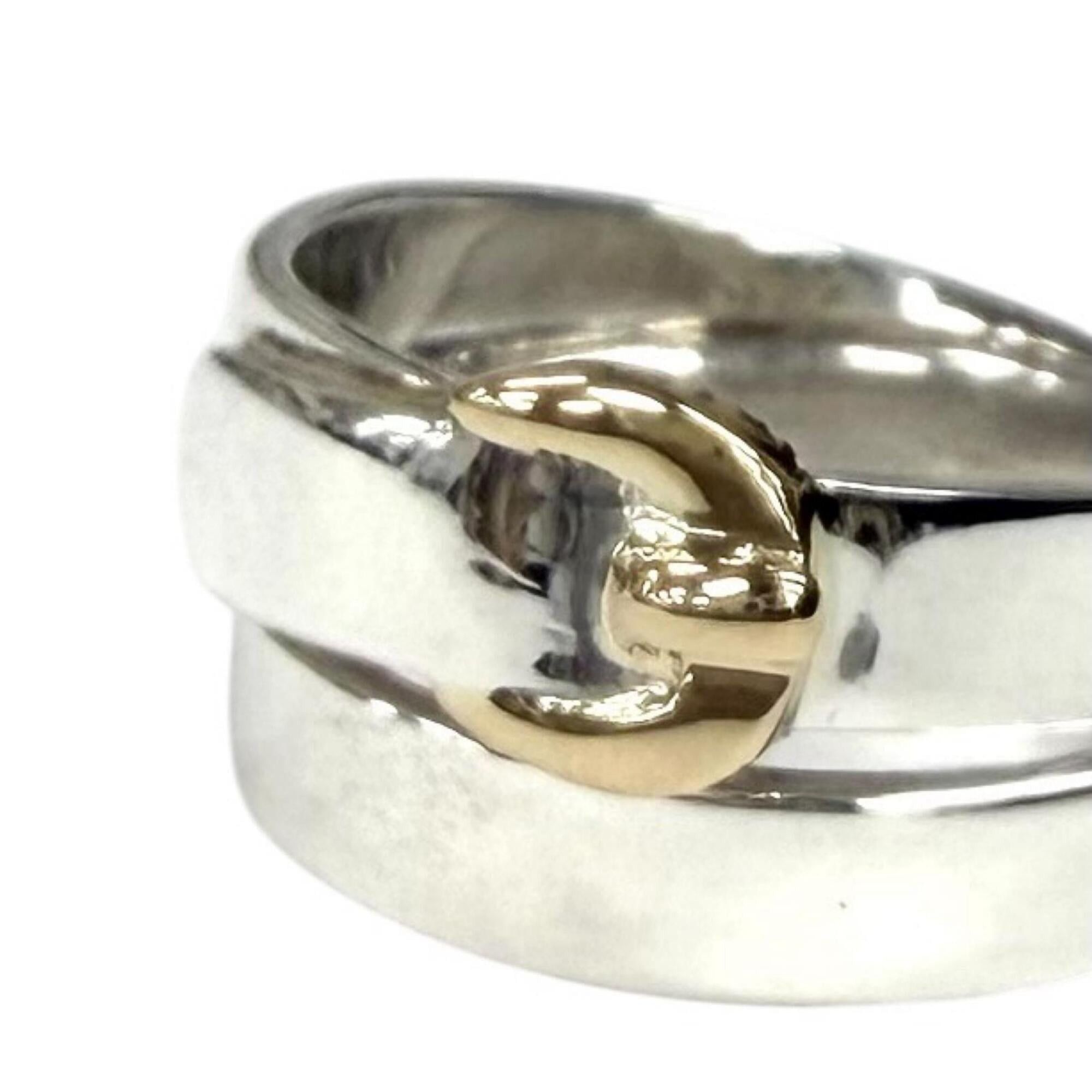 Hermes HERMES Vintage 925 750 Double True Ring, Combination Silver and Gold, Size 50, Weight 5.5g, Women's Size ONE SIZE - 5 Thumbnail