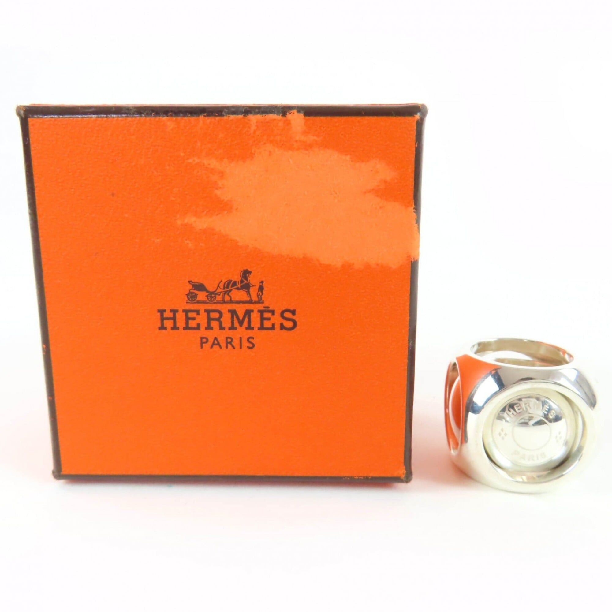 Hermes HERMES Vintage Extra Wide Sellier Ring AG925 Cube Silver Sizes 46-47-48 Weight 34.3g Women's Size ONE SIZE - 2 Thumbnail