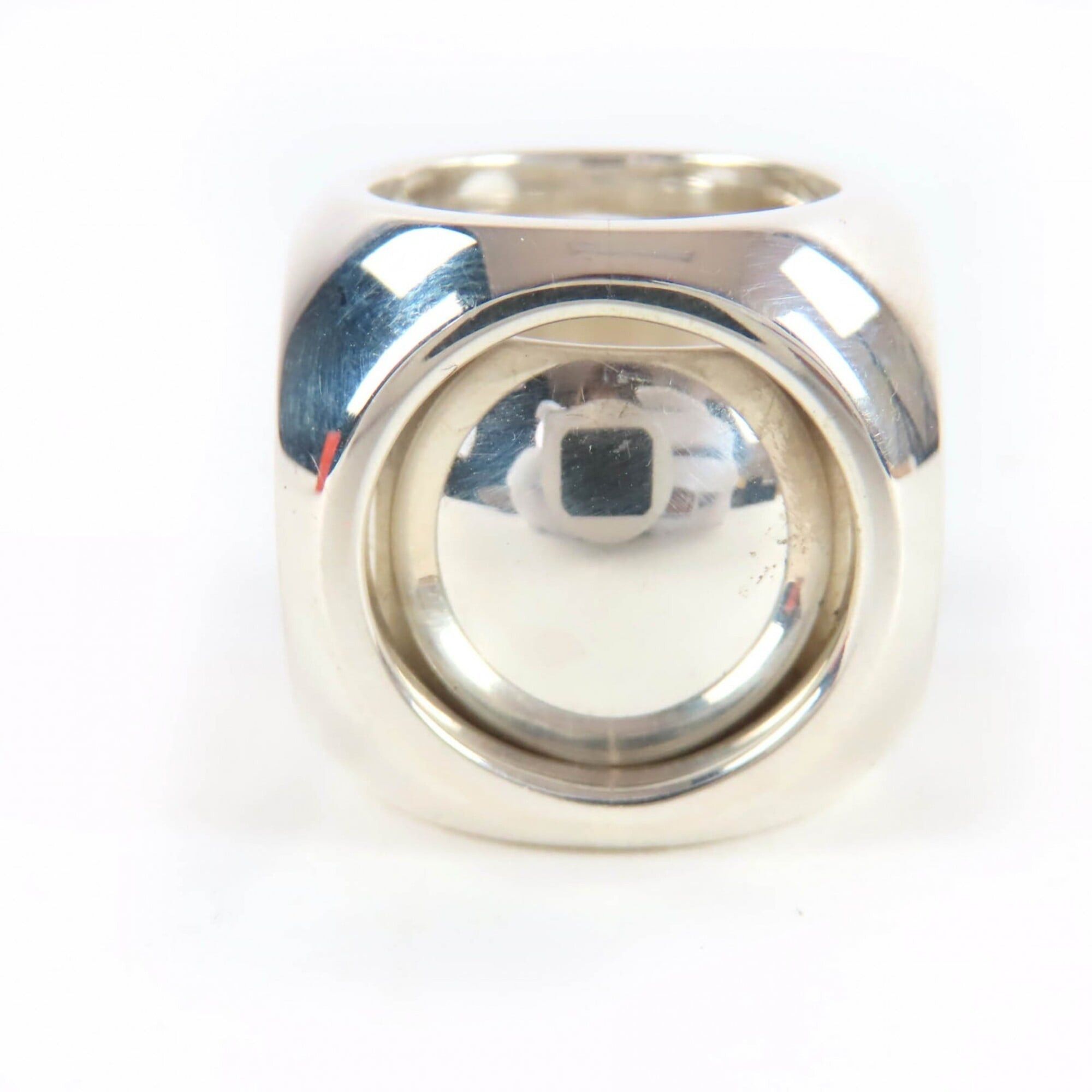 Hermes HERMES Vintage Extra Wide Sellier Ring AG925 Cube Silver Sizes 46-47-48 Weight 34.3g Women's Size ONE SIZE - 3 Thumbnail