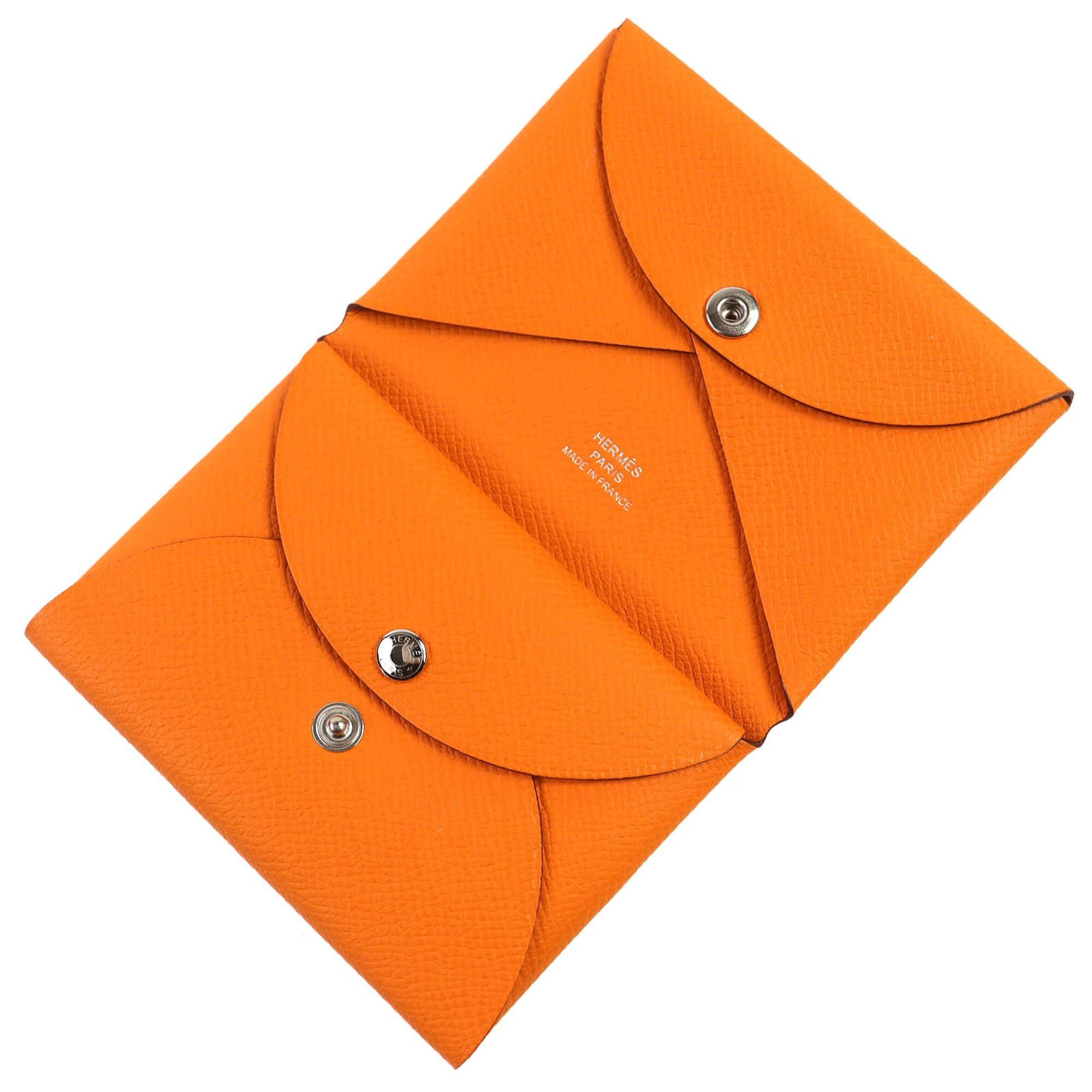 Hermes HERMES Calvi Duo Veau Epsom Silver Hardware Business Card Holder/Card Case Wallet/Coin Purse Orange B Stamp Comes with Box Women's Recommended ◎ Size ONE SIZE - 6 Thumbnail