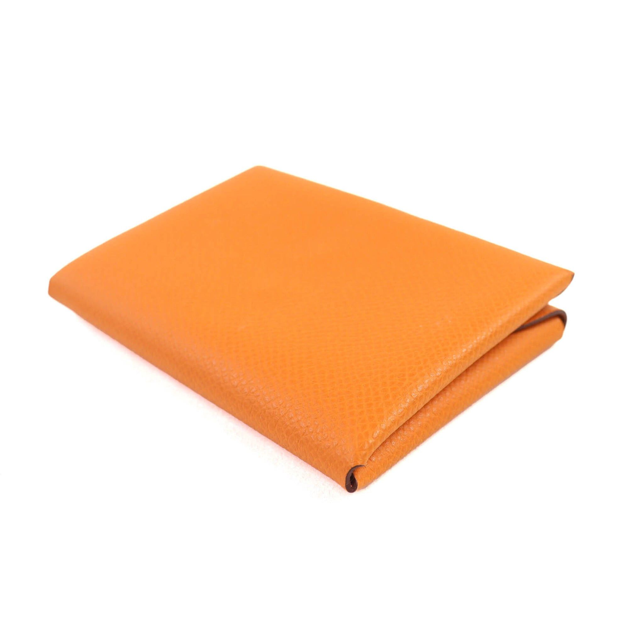 Hermes HERMES Calvi Duo Veau Epsom Silver Hardware Business Card Holder/Card Case Wallet/Coin Purse Orange B Stamp Comes with Box Women's Recommended ◎ Size ONE SIZE - 4 Thumbnail