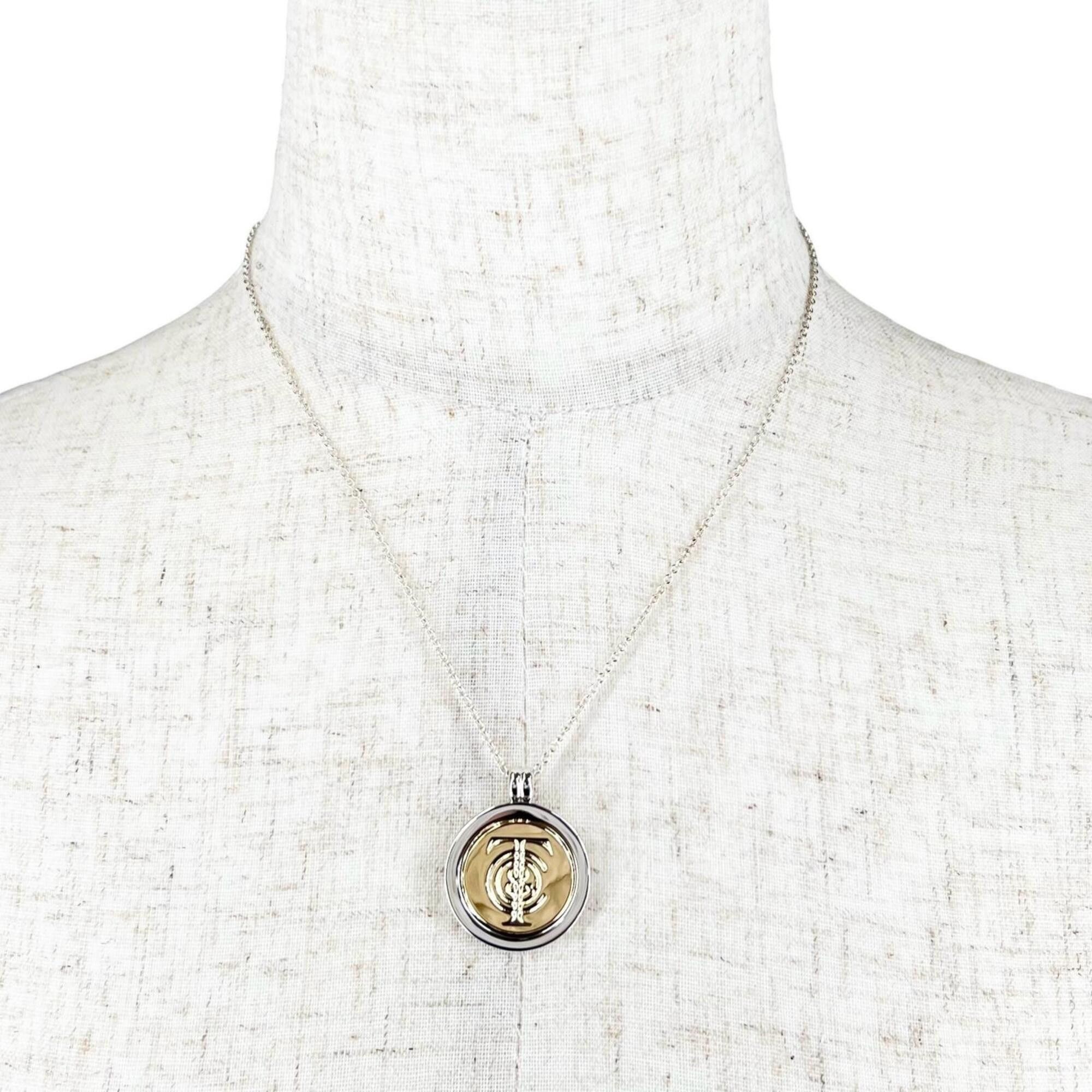 Tiffany & Co. TIFFANY&Co. Tiffany 925 750 Combination T&C Coin Necklace Pendant, Silver and Gold, Weight 12.7g, Women's. Size ONE SIZE - 2 Thumbnail
