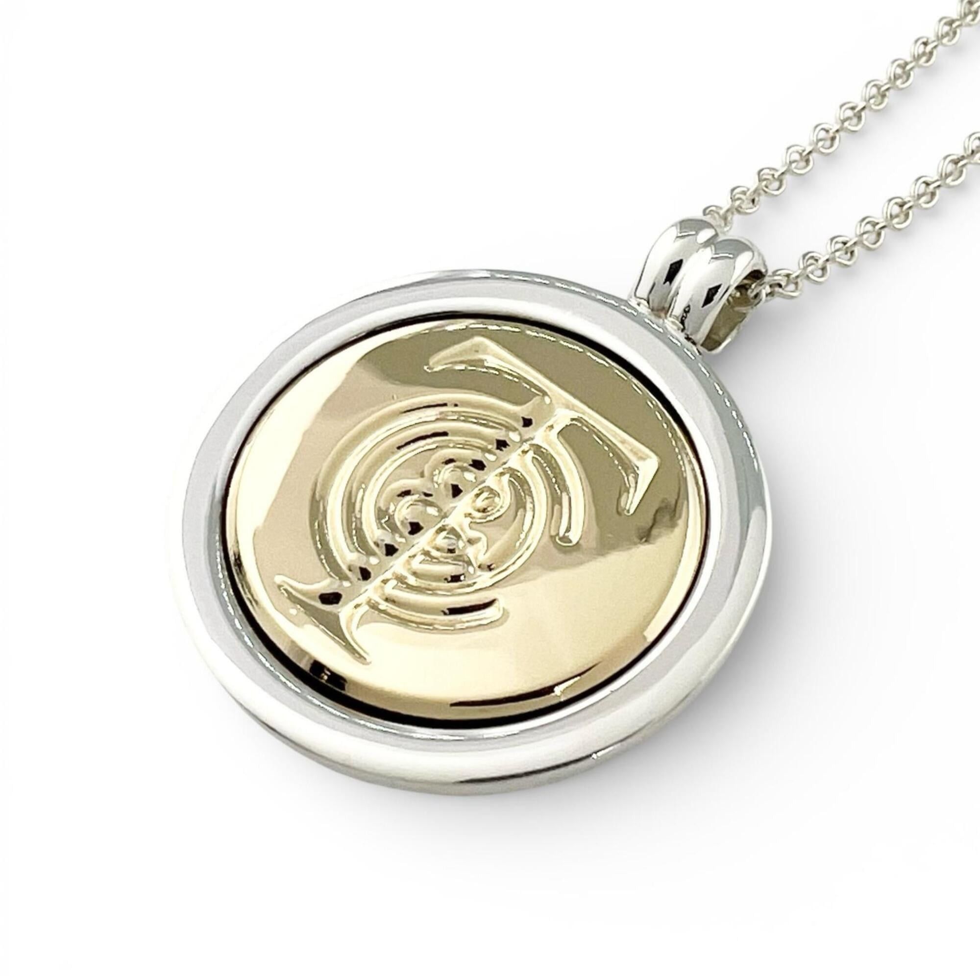 Tiffany & Co. TIFFANY&Co. Tiffany 925 750 Combination T&C Coin Necklace Pendant, Silver and Gold, Weight 12.7g, Women's. Size ONE SIZE - 3 Thumbnail