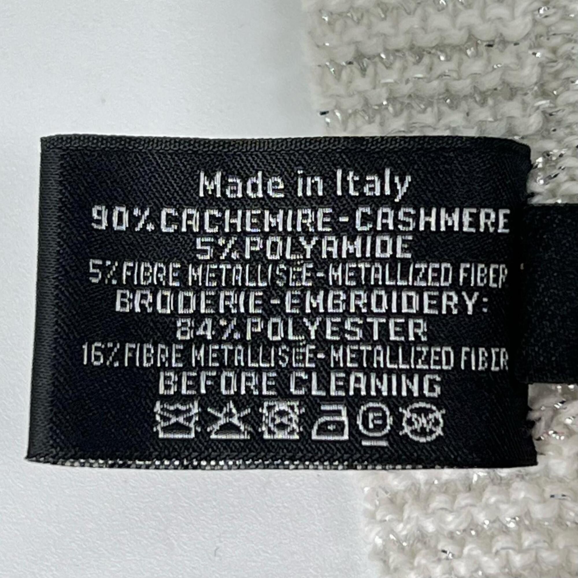 Chanel CHANEL cashmere sequined logo design stole/scarf, white, made in Italy, for women. Size ONE SIZE - 6 Thumbnail