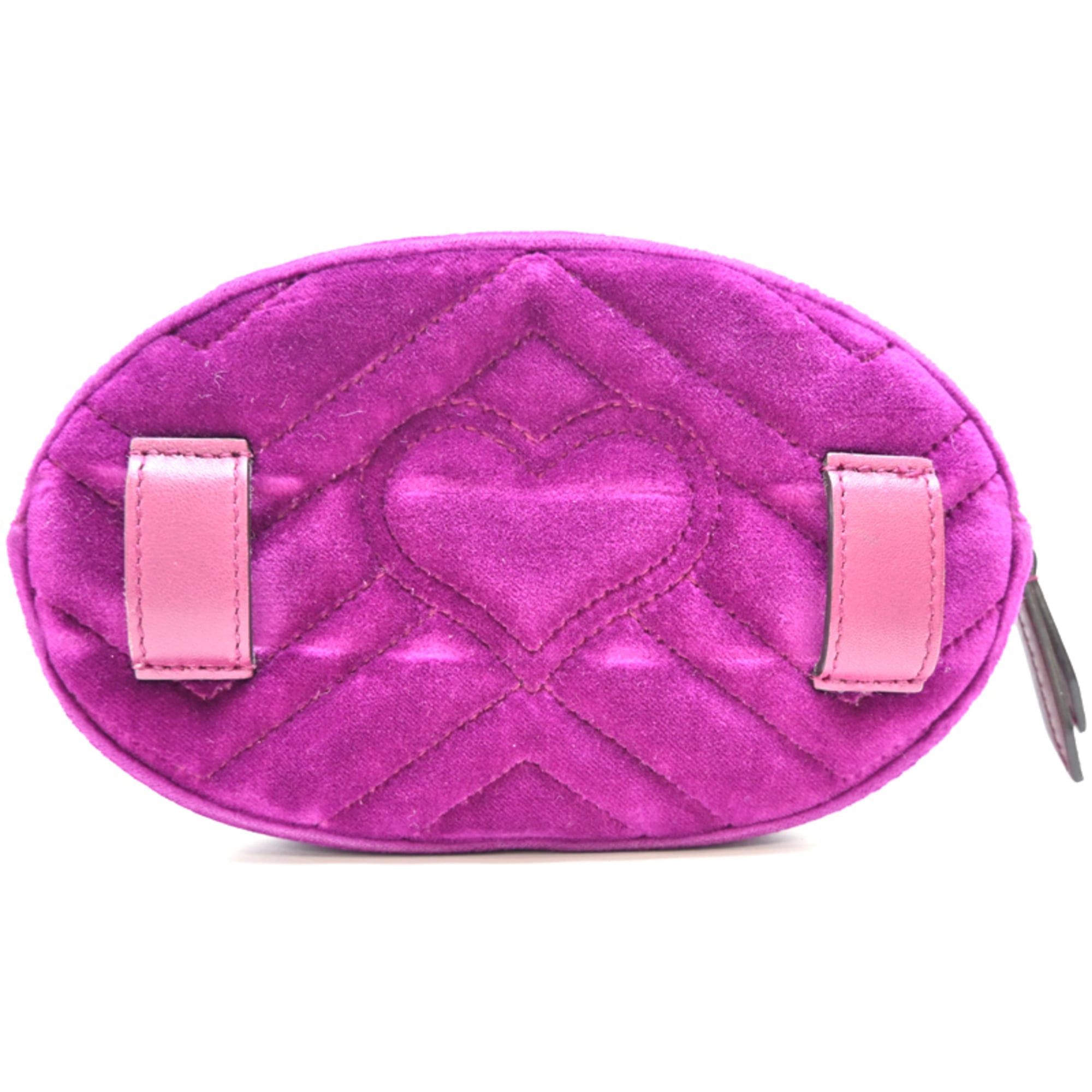 Gucci Gucci GG Marmont Waist Bag, Women's Pouch, 476434, Velour, Purple Size ONE SIZE - 2 Thumbnail