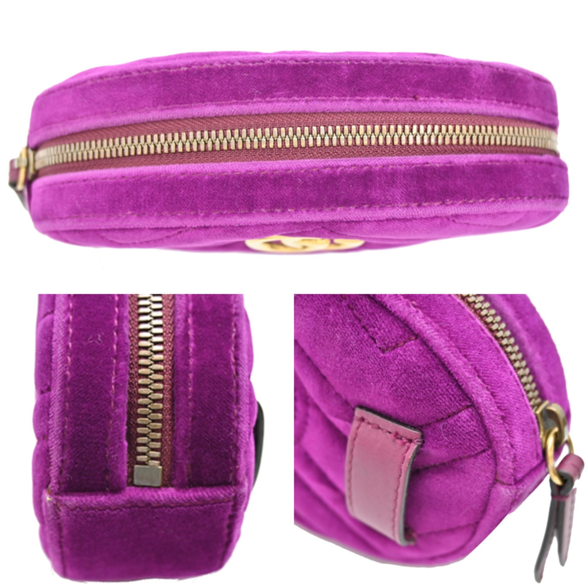 Gucci Gucci GG Marmont Waist Bag, Women's Pouch, 476434, Velour, Purple Size ONE SIZE - 6 Thumbnail