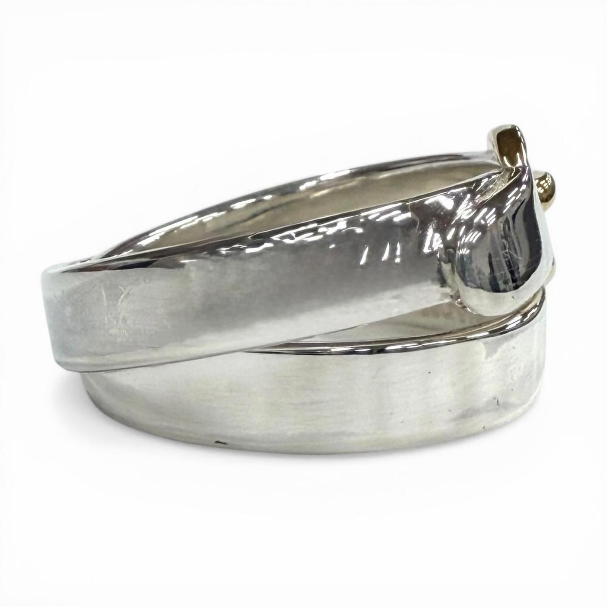 Hermes HERMES Double True Ring, 925/18K Combination, Belt Design, Silver/Gold, Size 50, Weight 4.7g, Women's Size ONE SIZE - 4 Thumbnail