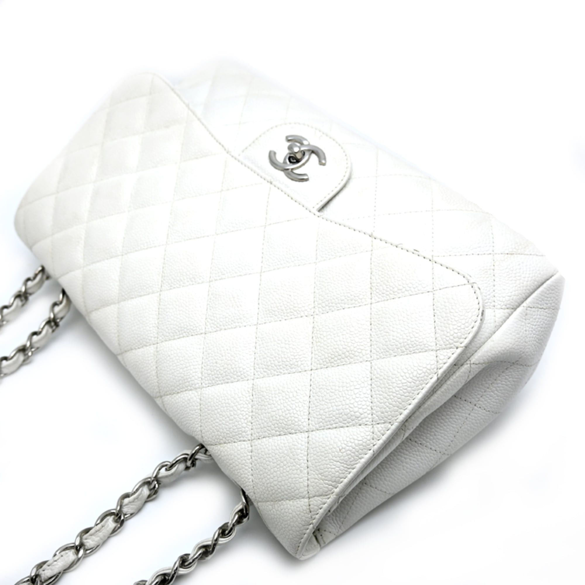 Chanel Chanel Matelassé 30 Chain Shoulder Bag, Silver (Palladium) Hardware, Women's A28600, Caviar Skin, White Size ONE SIZE - 3 Thumbnail