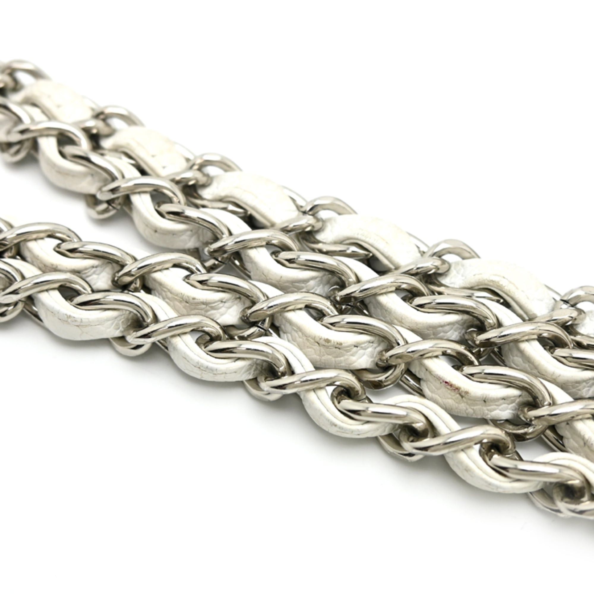 Chanel Chanel Matelassé 30 Chain Shoulder Bag, Silver (Palladium) Hardware, Women's A28600, Caviar Skin, White Size ONE SIZE - 5 Thumbnail