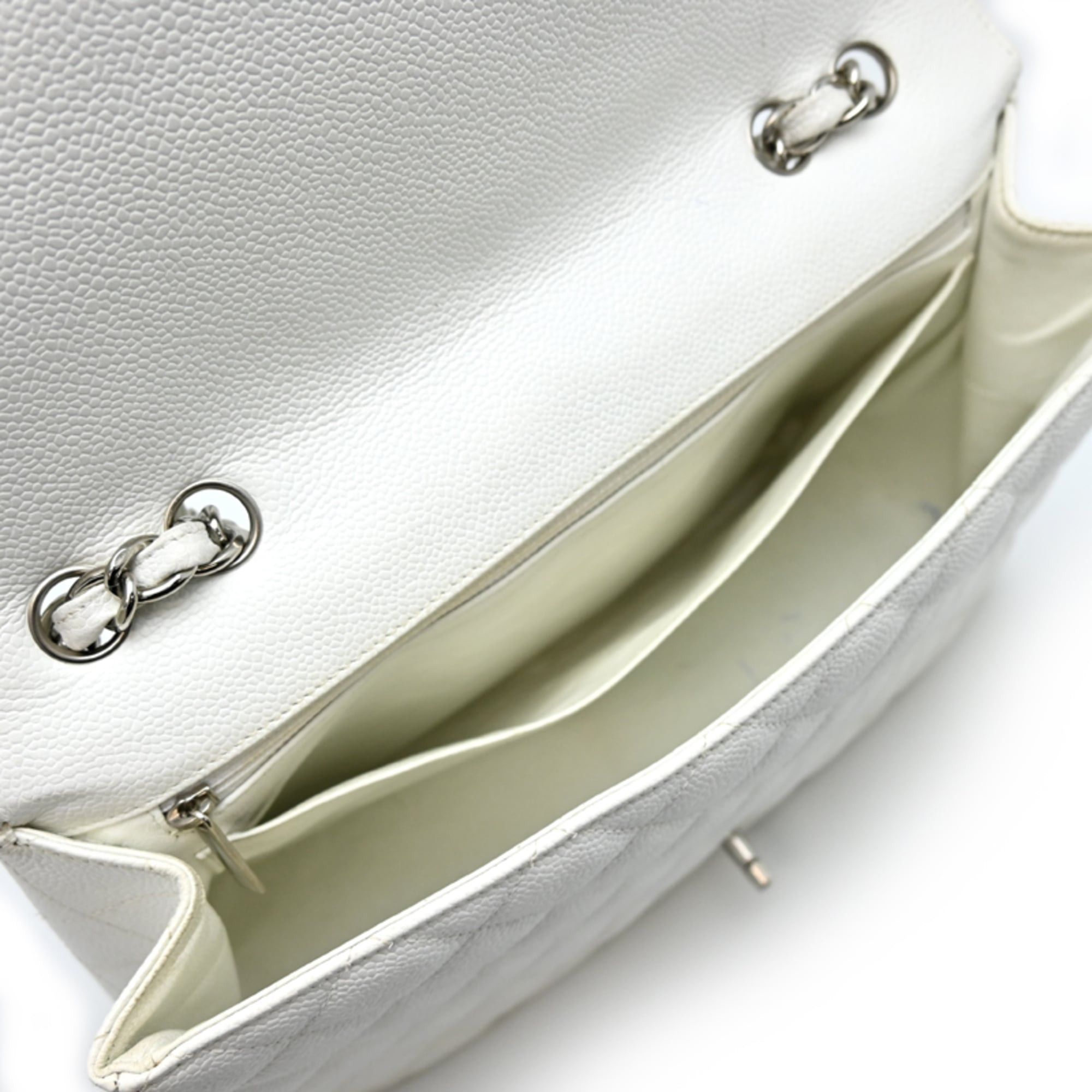 Chanel Chanel Matelassé 30 Chain Shoulder Bag, Silver (Palladium) Hardware, Women's A28600, Caviar Skin, White Size ONE SIZE - 6 Thumbnail