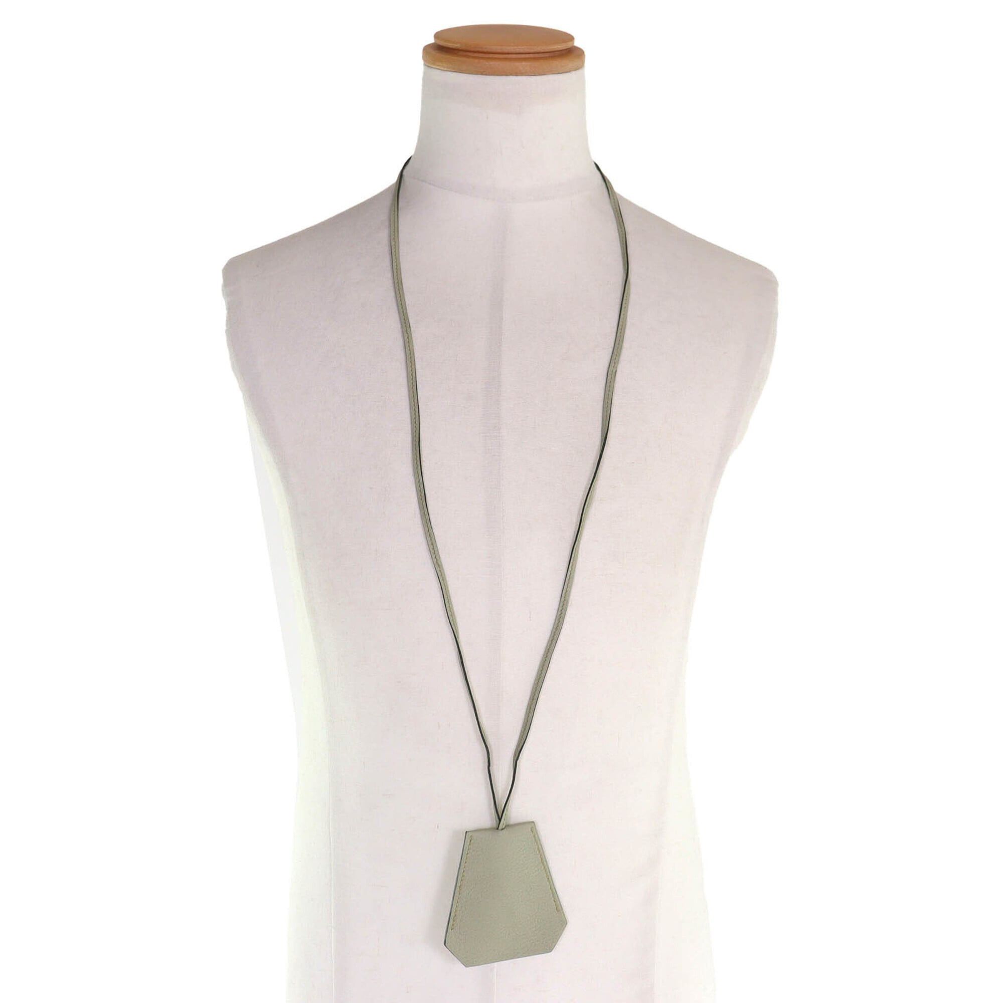 Hermes Hermes Leather Margiela Era Large Clochette Necklace Light Moss Green □E Stamp Made in France Men's Recommended◎ Size ONE SIZE - 3 Thumbnail