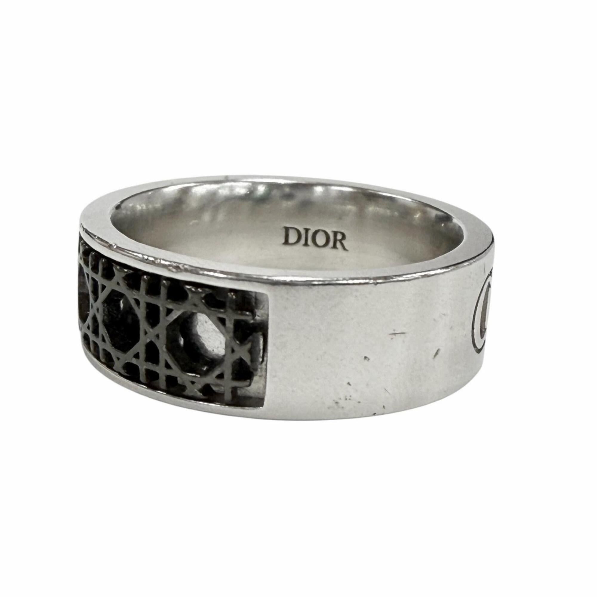 Christian Dior Monsieur DIOR Homme 25-26AW R2425HOMST Cannage AG925 Ring, Worn by BTS Jimin, Silver, Black, Size XS, Comes with Box and Dust Bag, Weight 7.1g, Men's Size ONE SIZE - 3 Thumbnail
