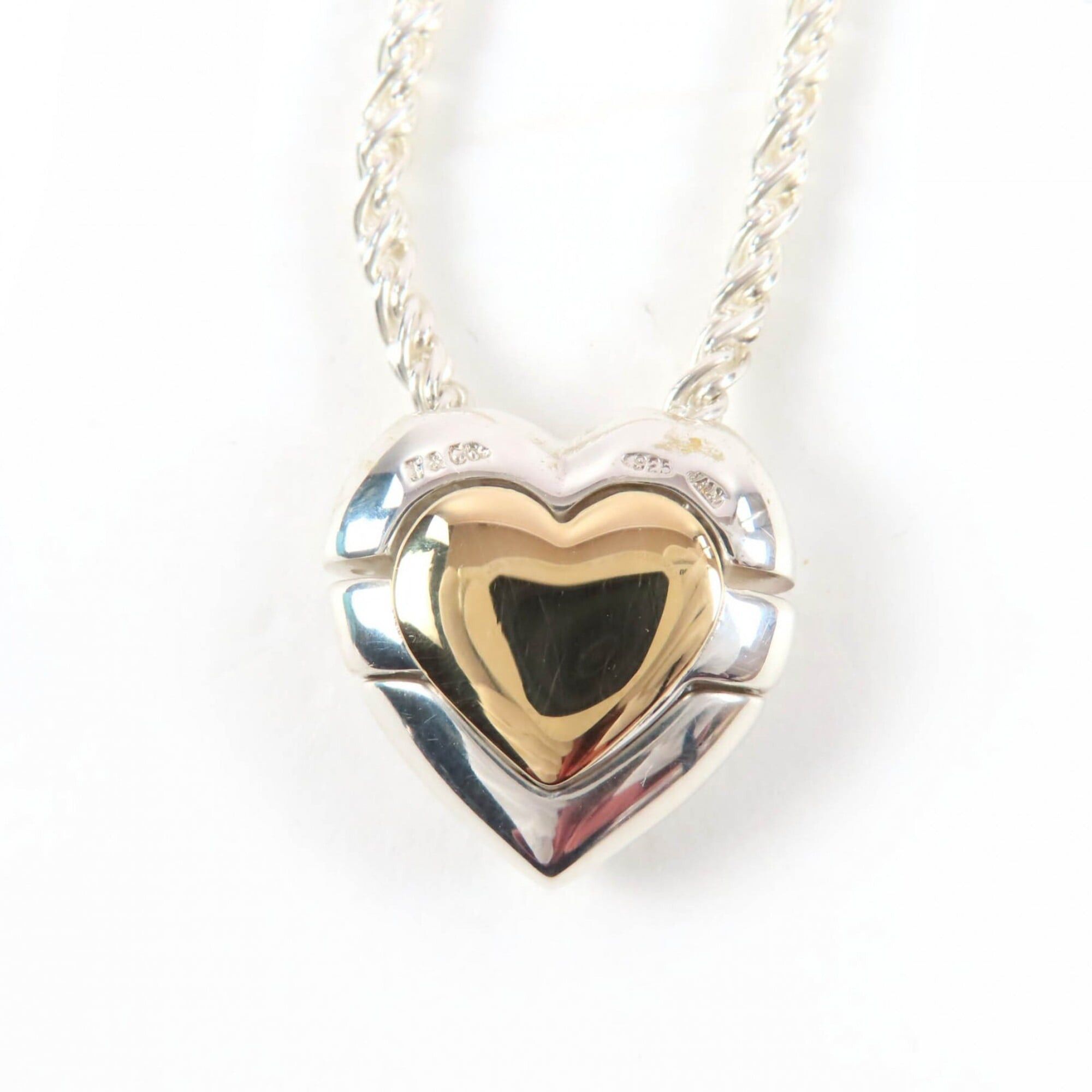 Tiffany & Co. TIFFANY&Co. Tiffany 925 Puzzle Heart Necklace Pendant, Silver and Gold, with Box Dust Bag, Weight 21.62g, Women's. Size ONE SIZE - 6 Thumbnail