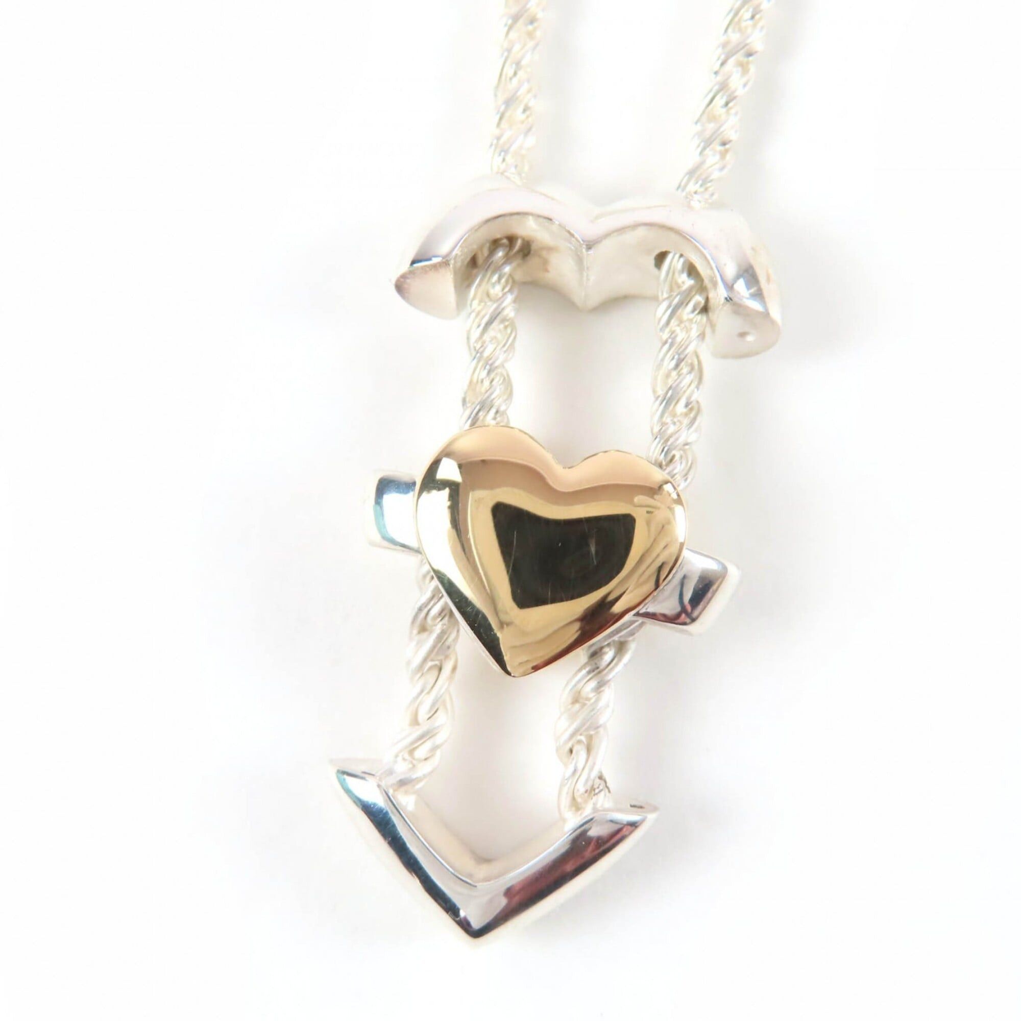 Tiffany & Co. TIFFANY&Co. Tiffany 925 Puzzle Heart Necklace Pendant, Silver and Gold, with Box Dust Bag, Weight 21.62g, Women's. Size ONE SIZE - 7 Thumbnail