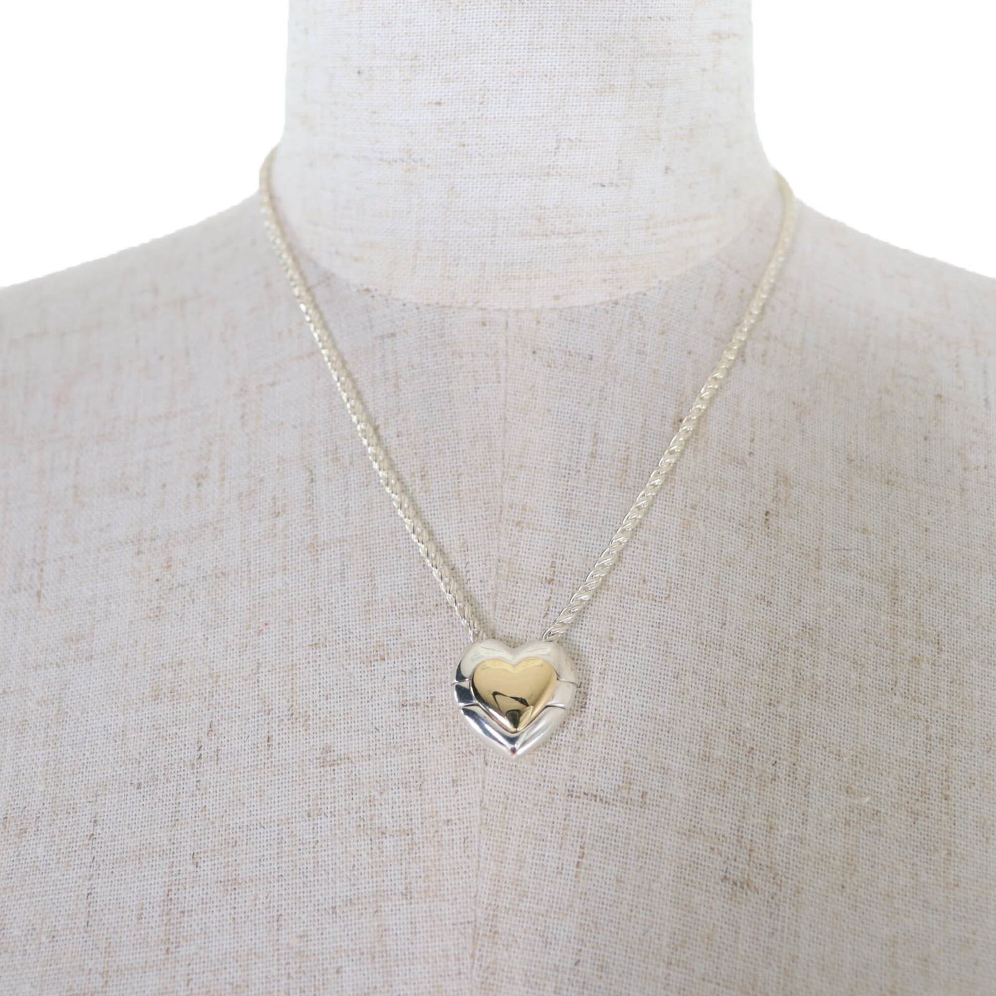 Tiffany & Co. TIFFANY&Co. Tiffany 925 Puzzle Heart Necklace Pendant, Silver and Gold, with Box Dust Bag, Weight 21.62g, Women's. Size ONE SIZE - 4 Thumbnail