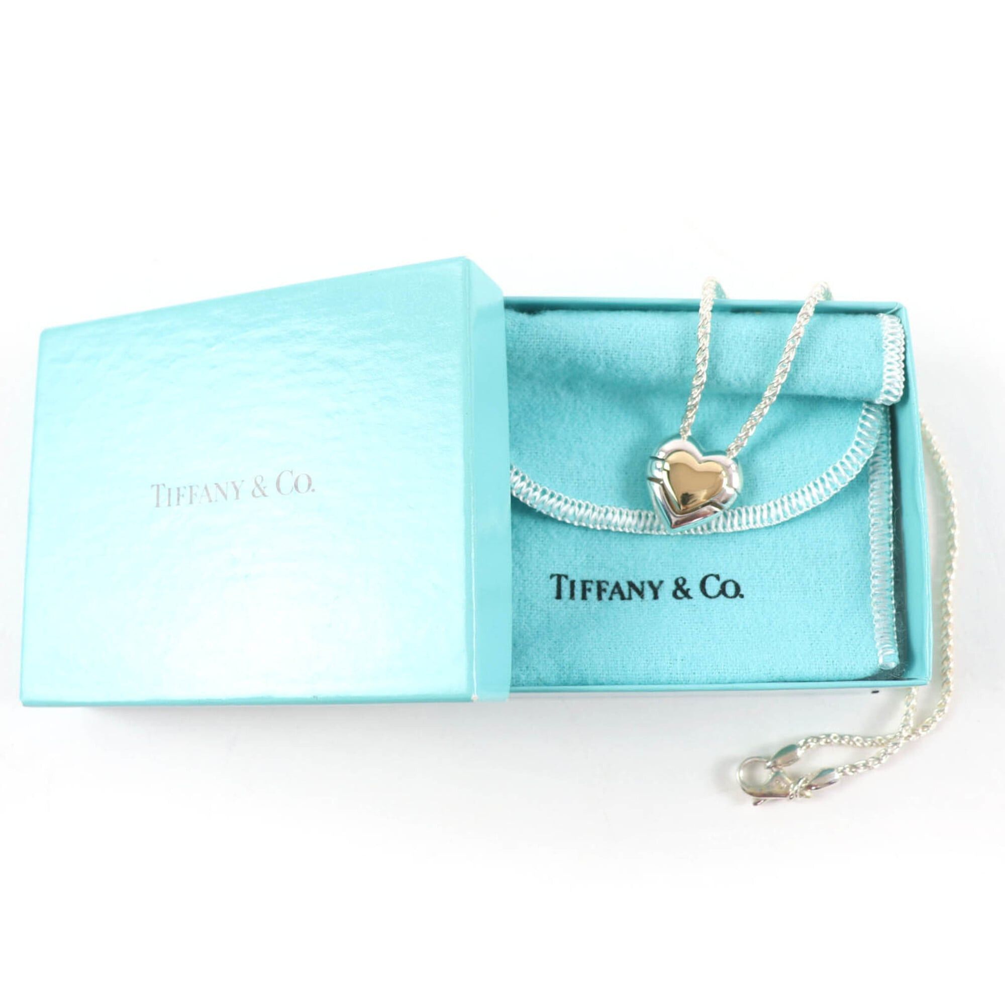 Tiffany & Co. TIFFANY&Co. Tiffany 925 Puzzle Heart Necklace Pendant, Silver and Gold, with Box Dust Bag, Weight 21.62g, Women's. Size ONE SIZE - 2 Thumbnail