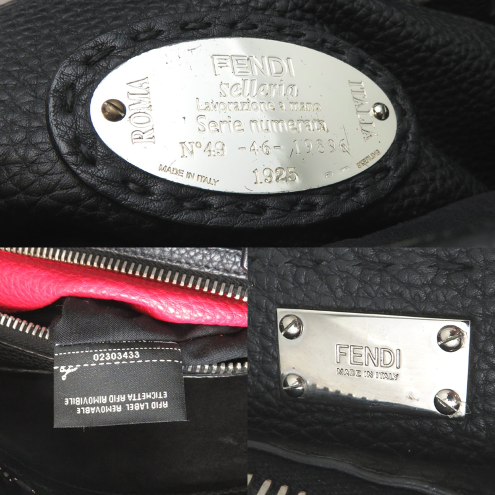 Fendi Fendi Peekaboo Fit Bugs Women's/Men's Business Bag 7VA388 Leather Black Size ONE SIZE - 7 Thumbnail