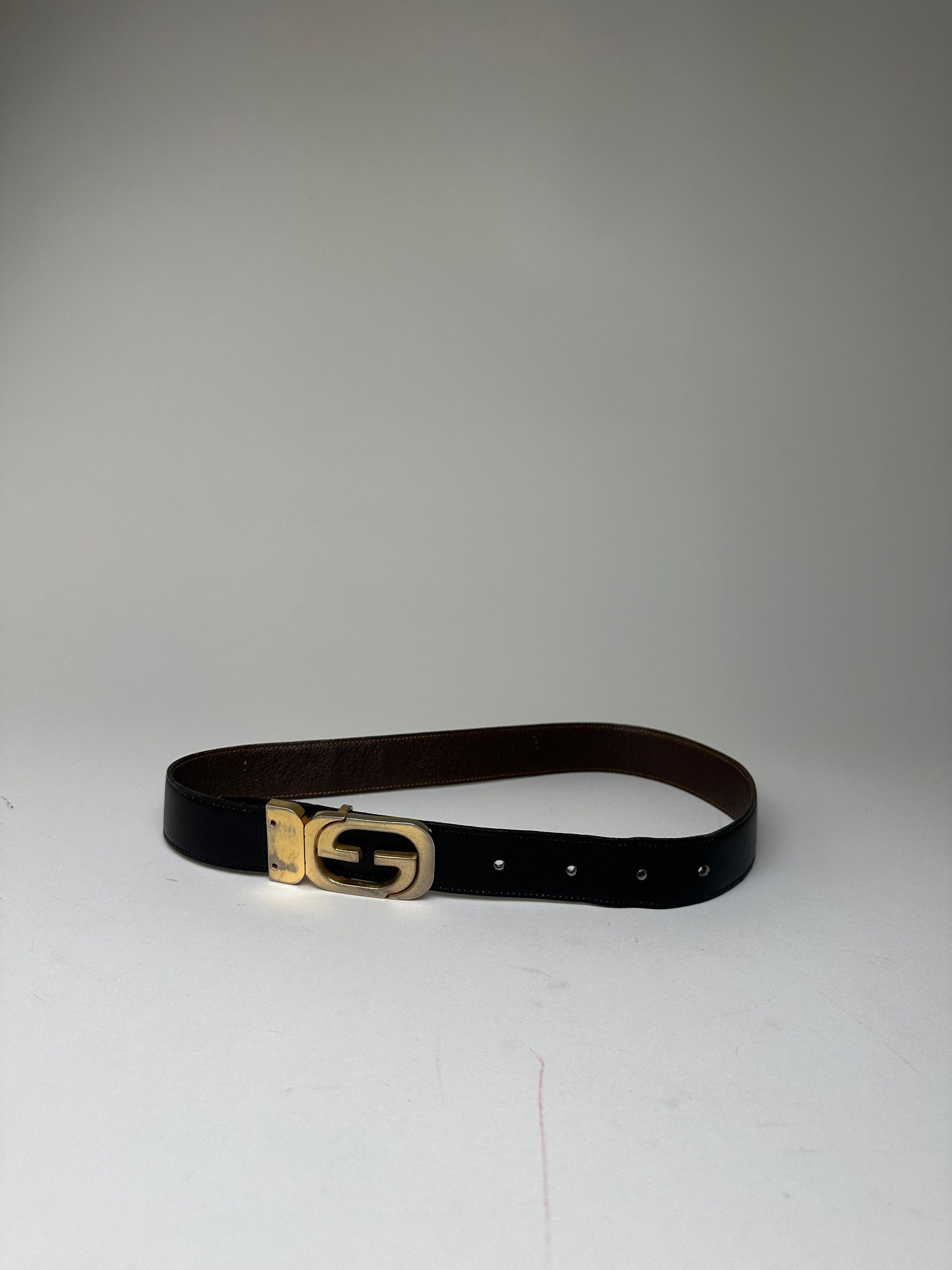 Gucci Vintage GG Reversible Leather Belt Black Brown Size ONE SIZE - 3 Thumbnail