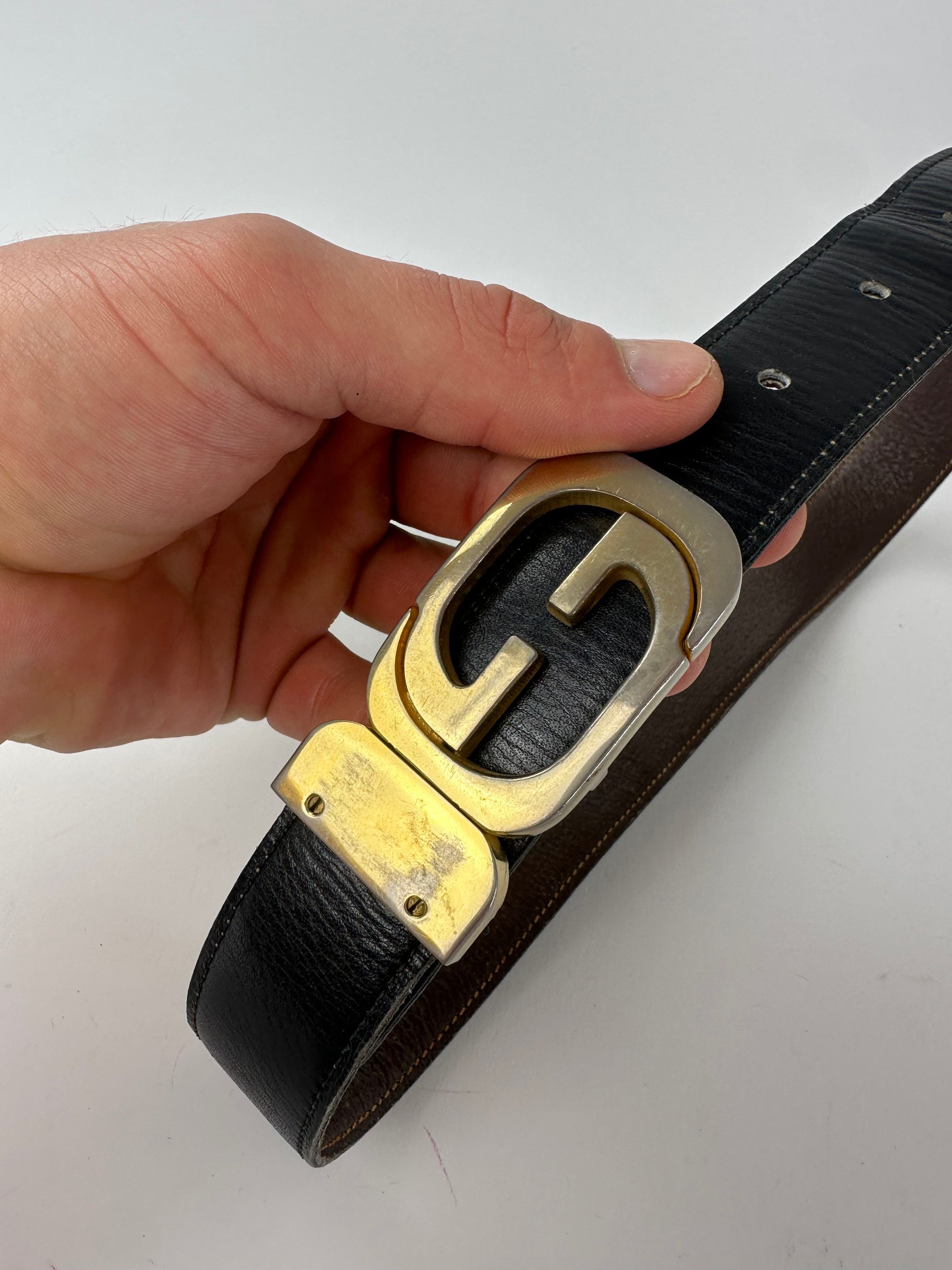 Gucci Vintage GG Reversible Leather Belt Black Brown Size ONE SIZE - 2 Thumbnail