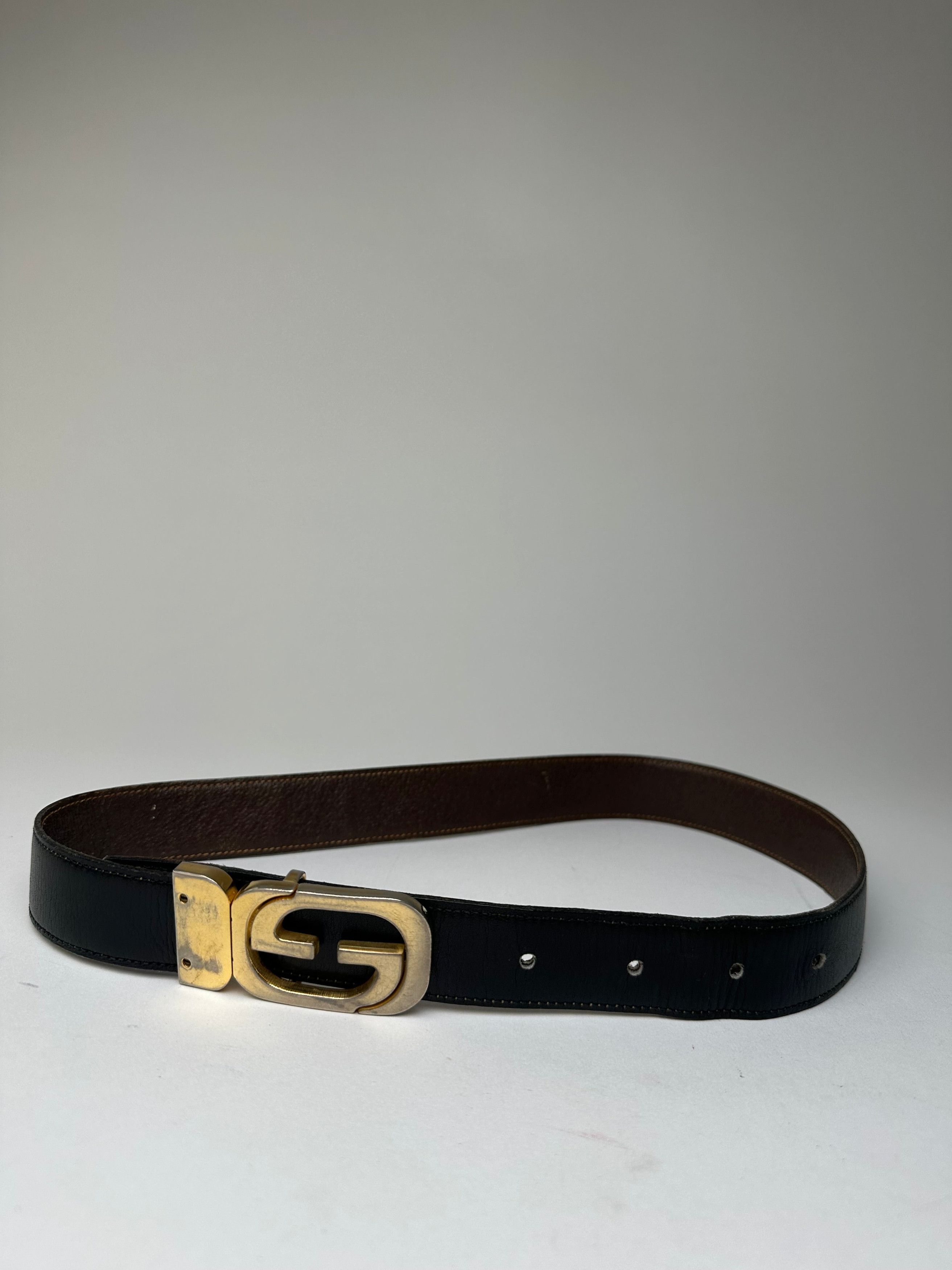 Gucci Vintage GG Reversible Leather Belt Black Brown Size ONE SIZE - 9 Thumbnail