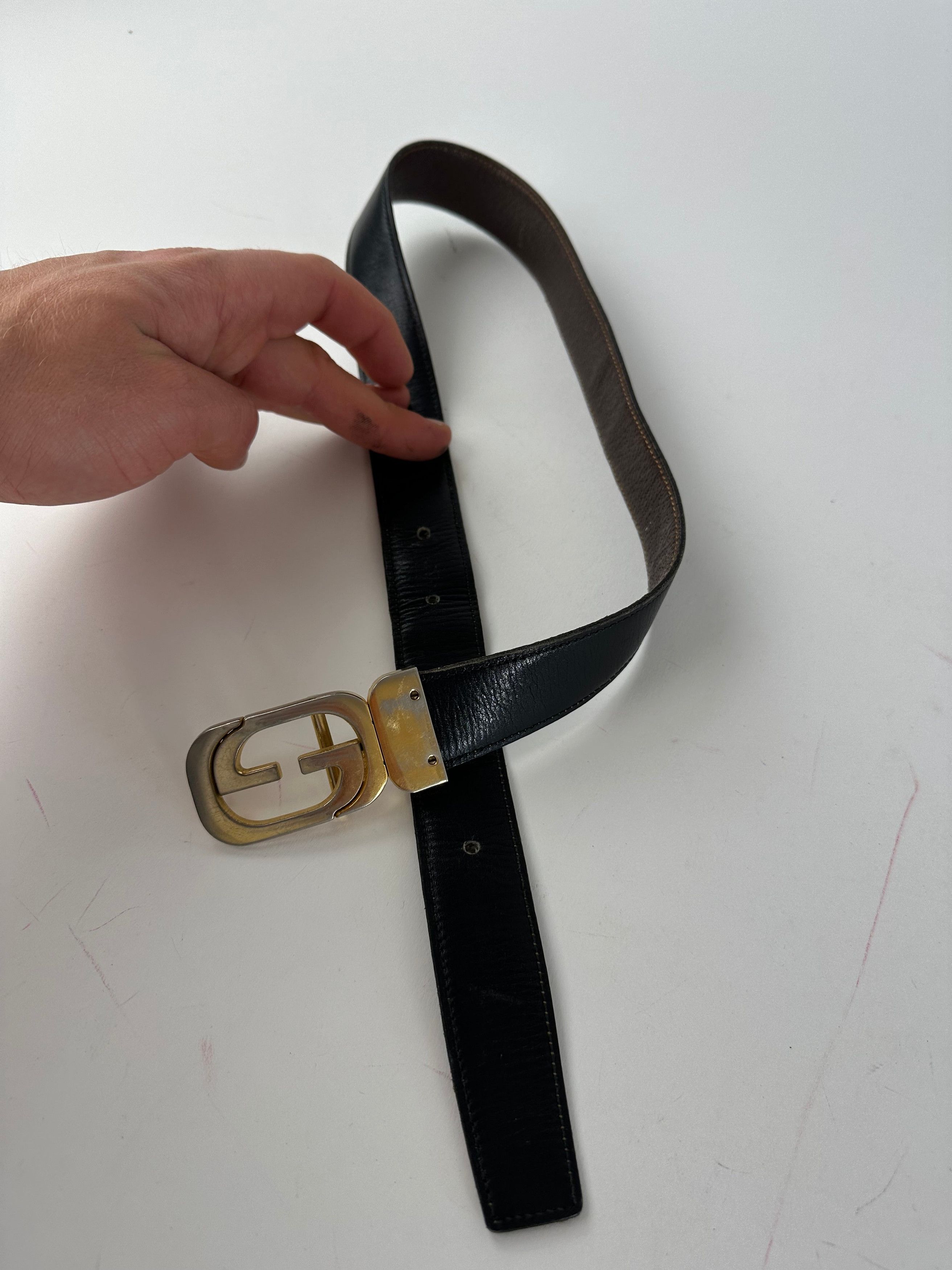 Gucci Vintage GG Reversible Leather Belt Black Brown Size ONE SIZE - 4 Thumbnail