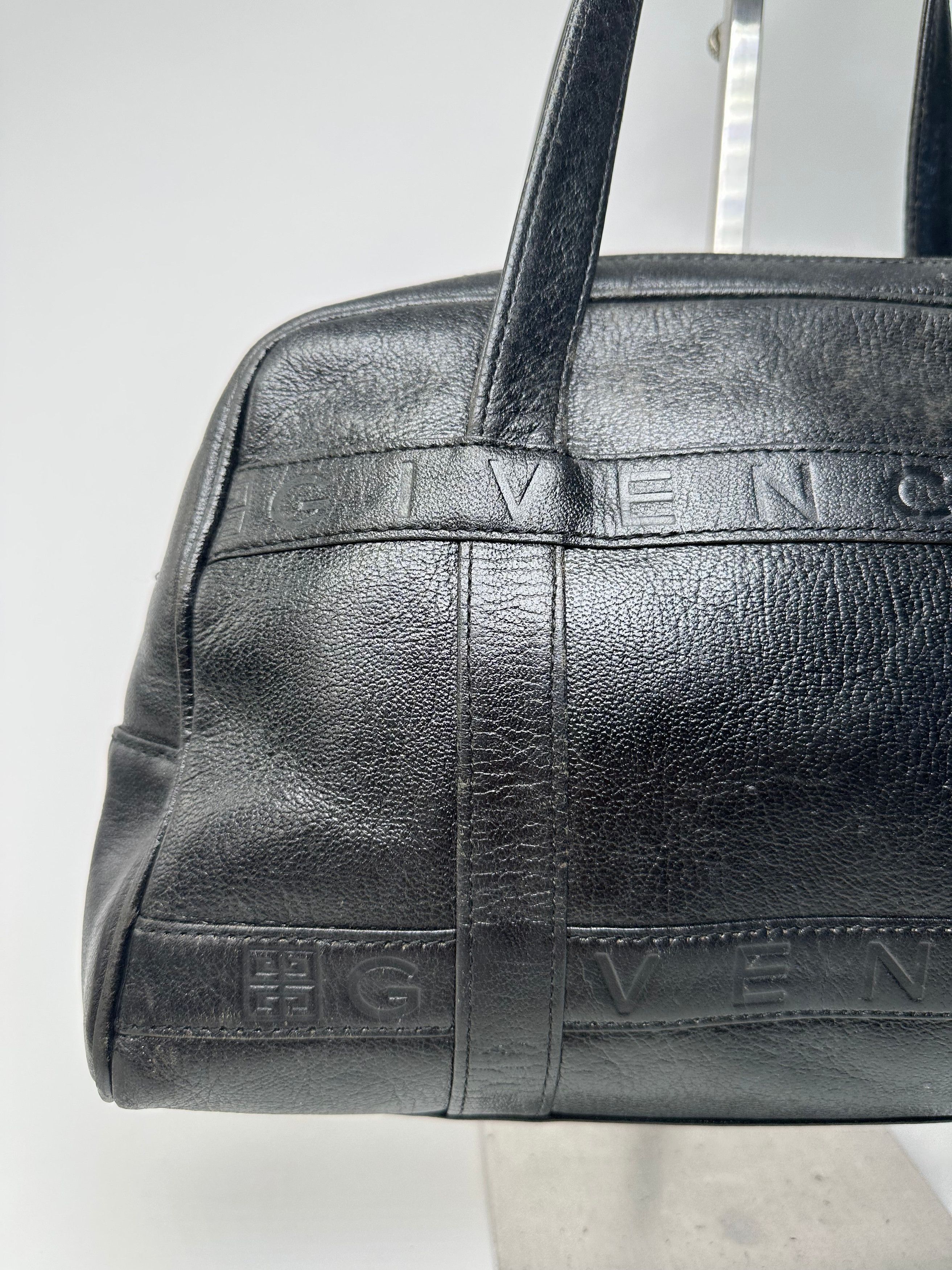 Givenchy Vintage 4G Embossed Leather Bowler Handbag Black Size ONE SIZE - 7 Thumbnail