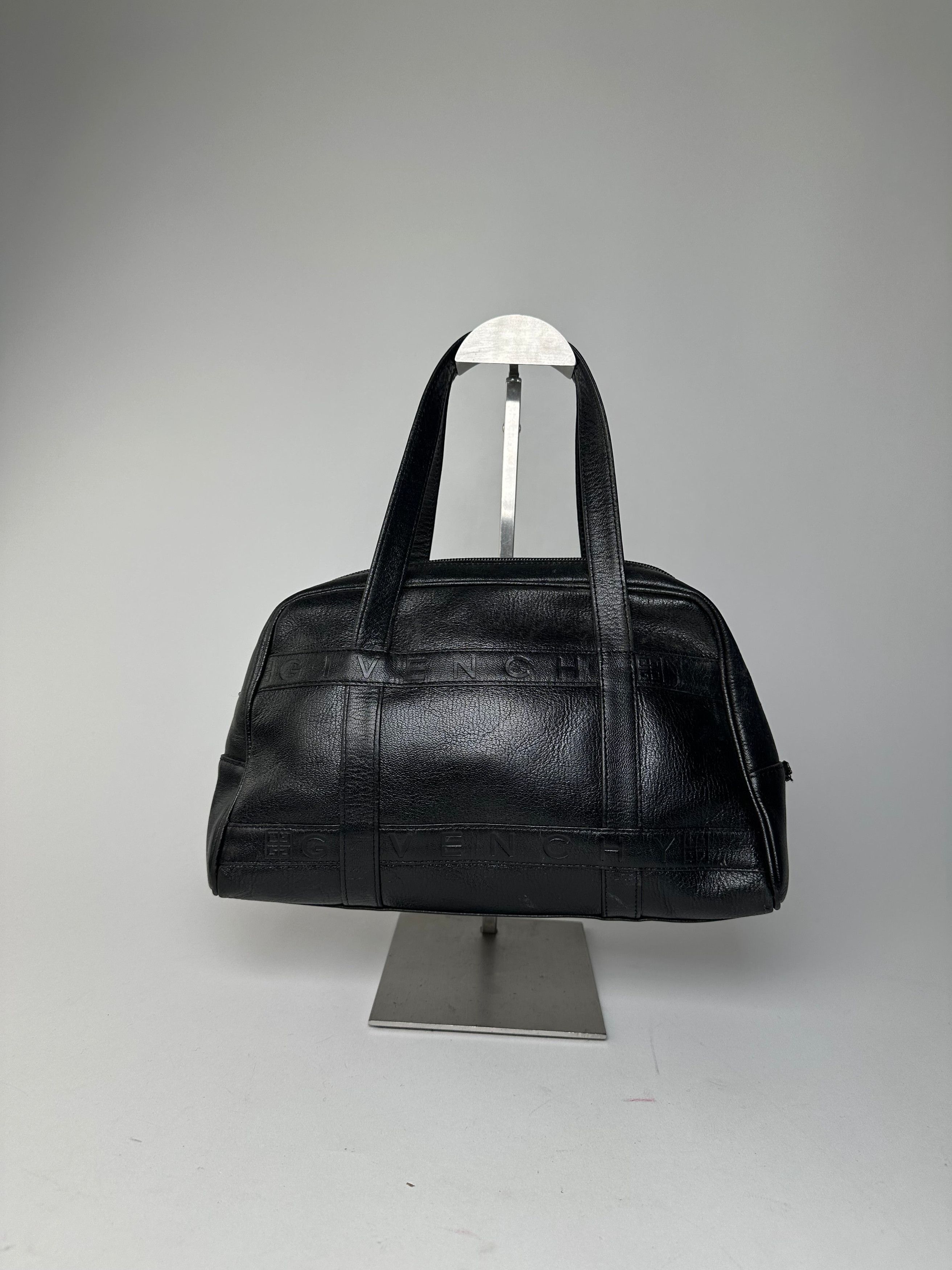 Givenchy Vintage 4G Embossed Leather Bowler Handbag Black Size ONE SIZE - 2 Thumbnail