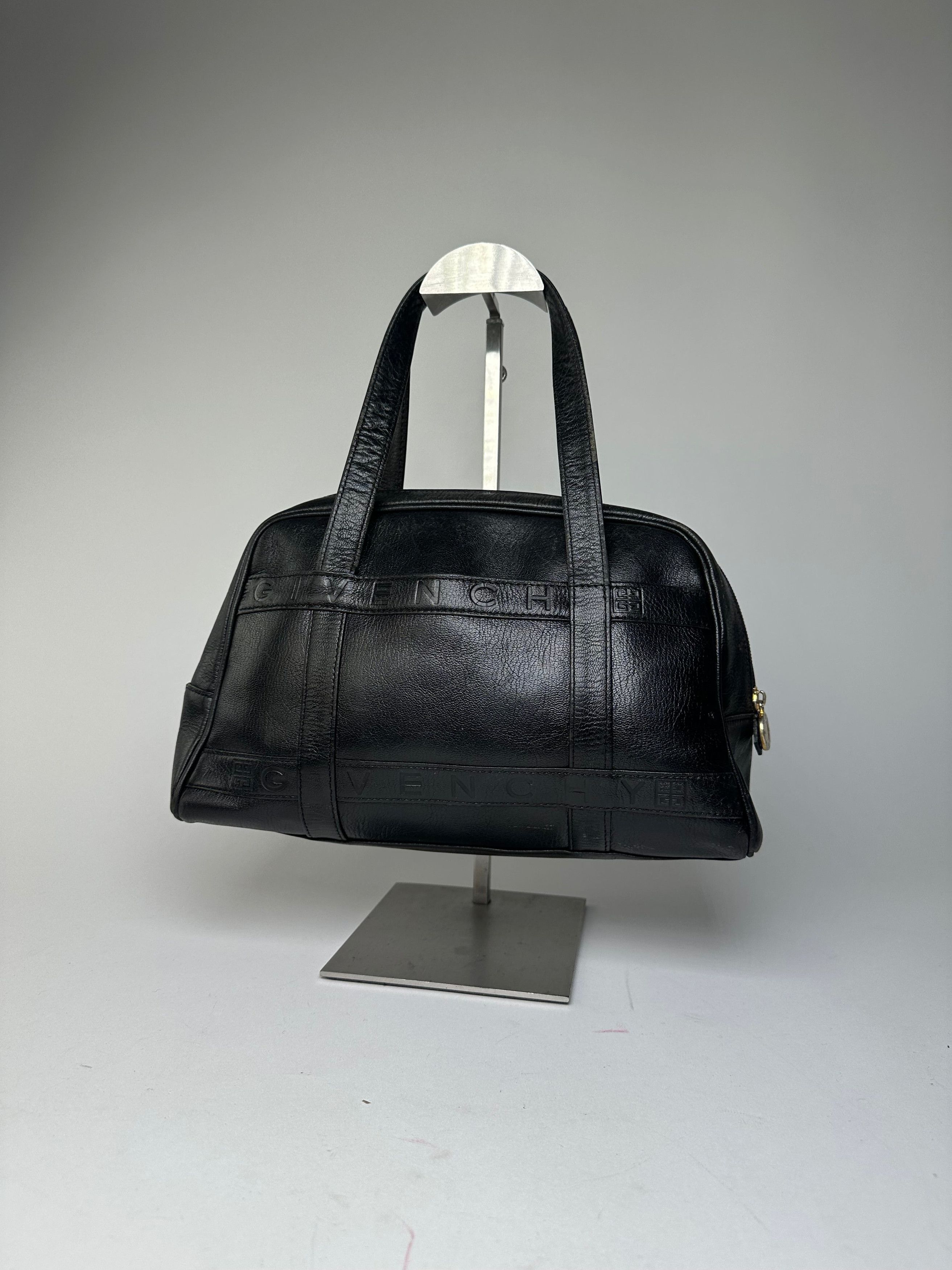 Givenchy Vintage 4G Embossed Leather Bowler Handbag Black Size ONE SIZE - 9 Thumbnail