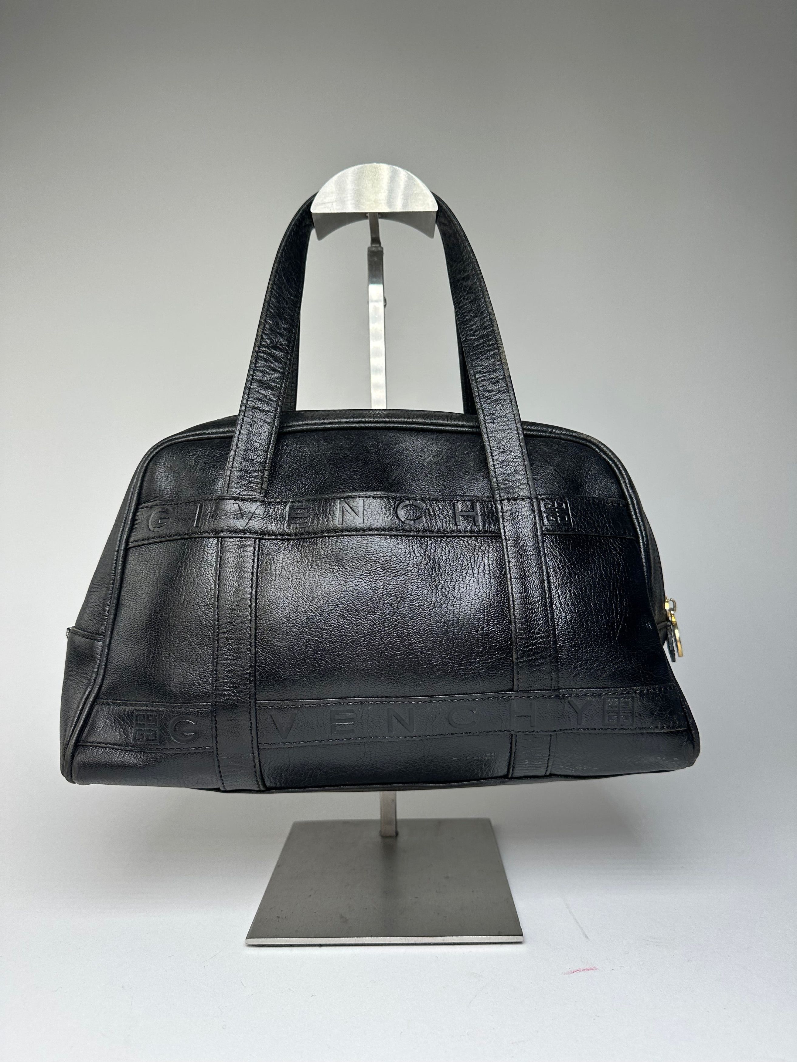 Givenchy Vintage 4G Embossed Leather Bowler Handbag Black Size ONE SIZE - 13 Thumbnail