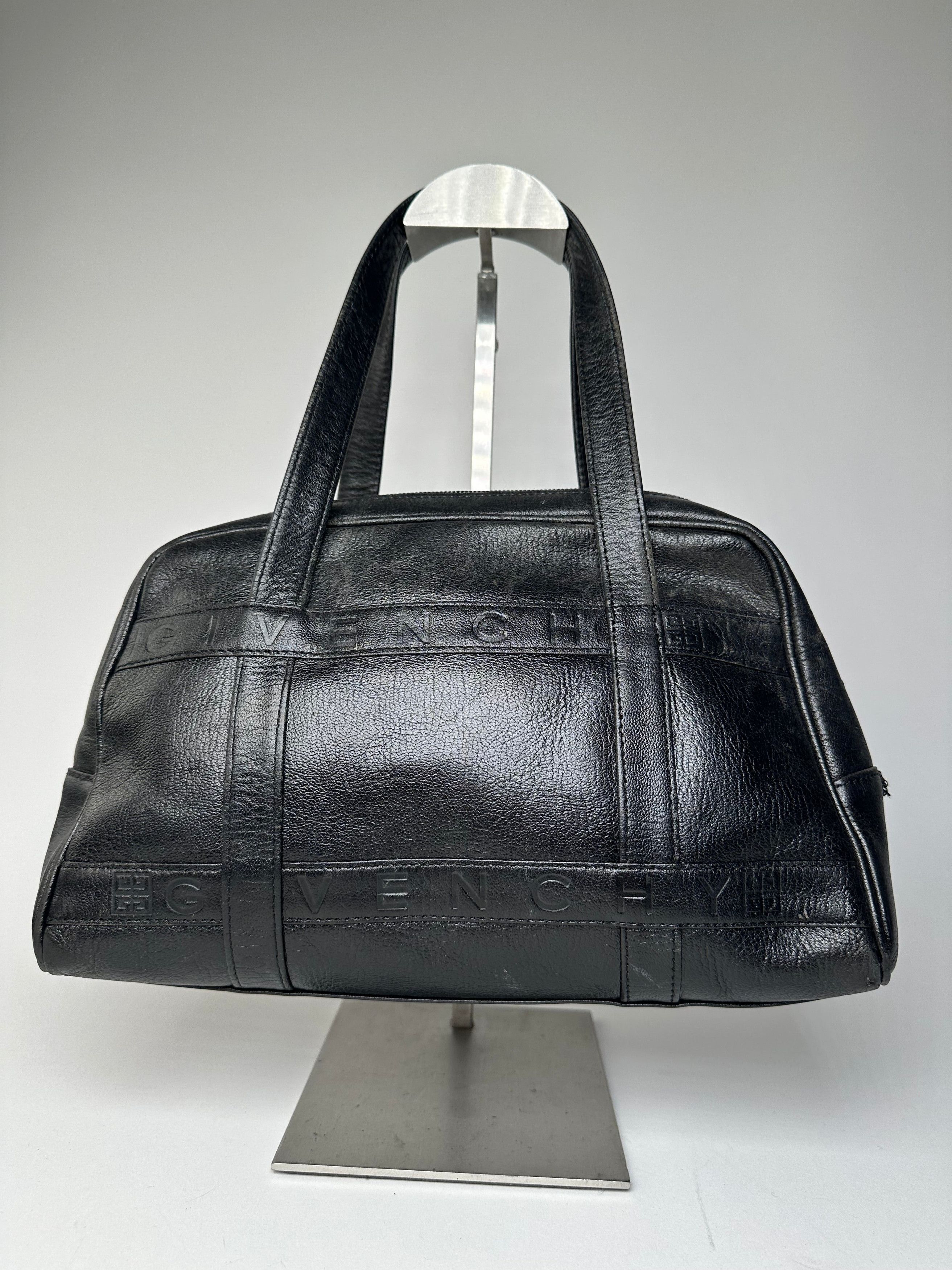 Givenchy Vintage 4G Embossed Leather Bowler Handbag Black Size ONE SIZE - 5 Thumbnail