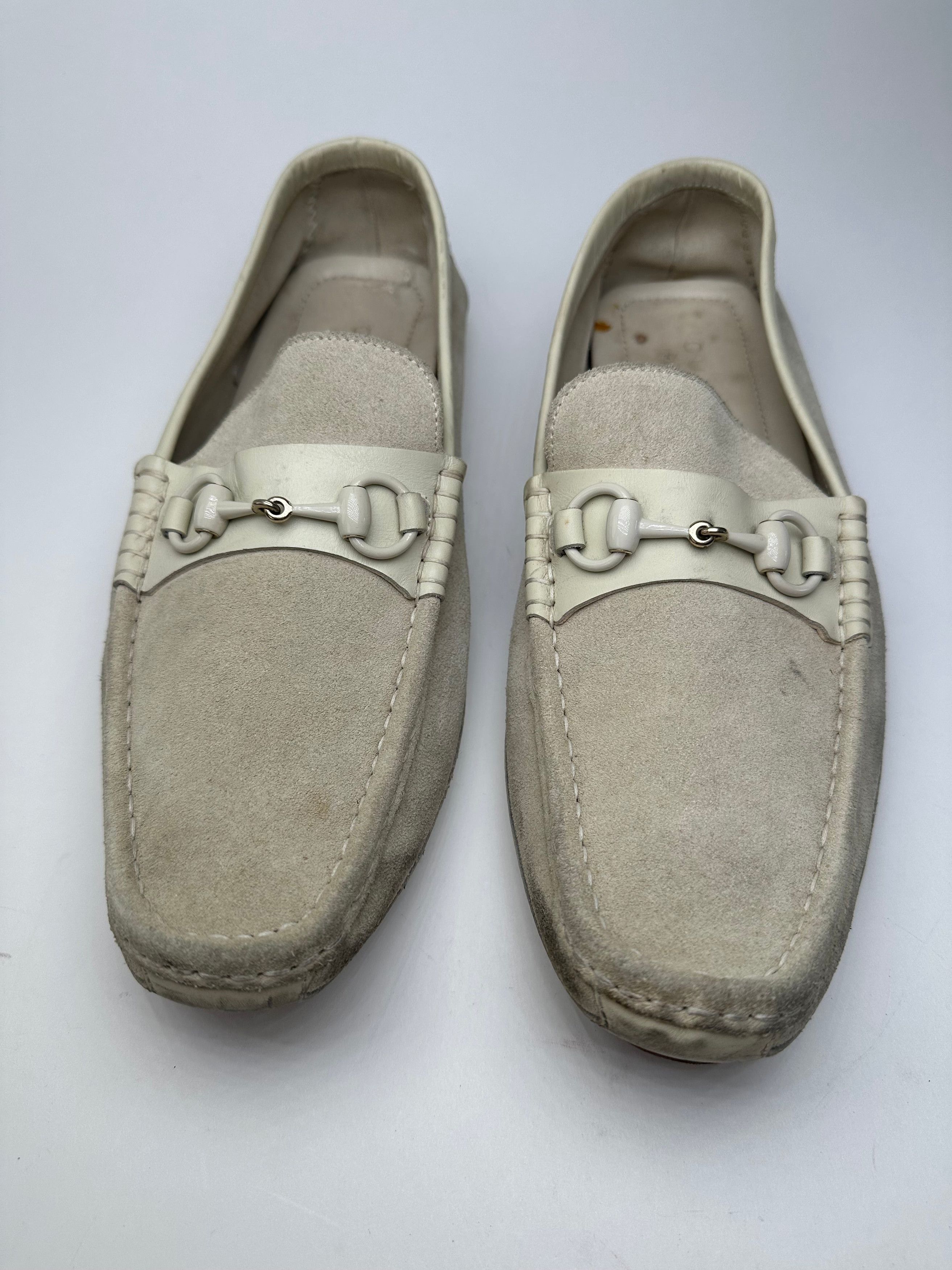 Gucci Vintage Horsebit Suede Driving Loafers Cream EU41,5 Size US 10.5 / IT 40.5 - 6 Thumbnail