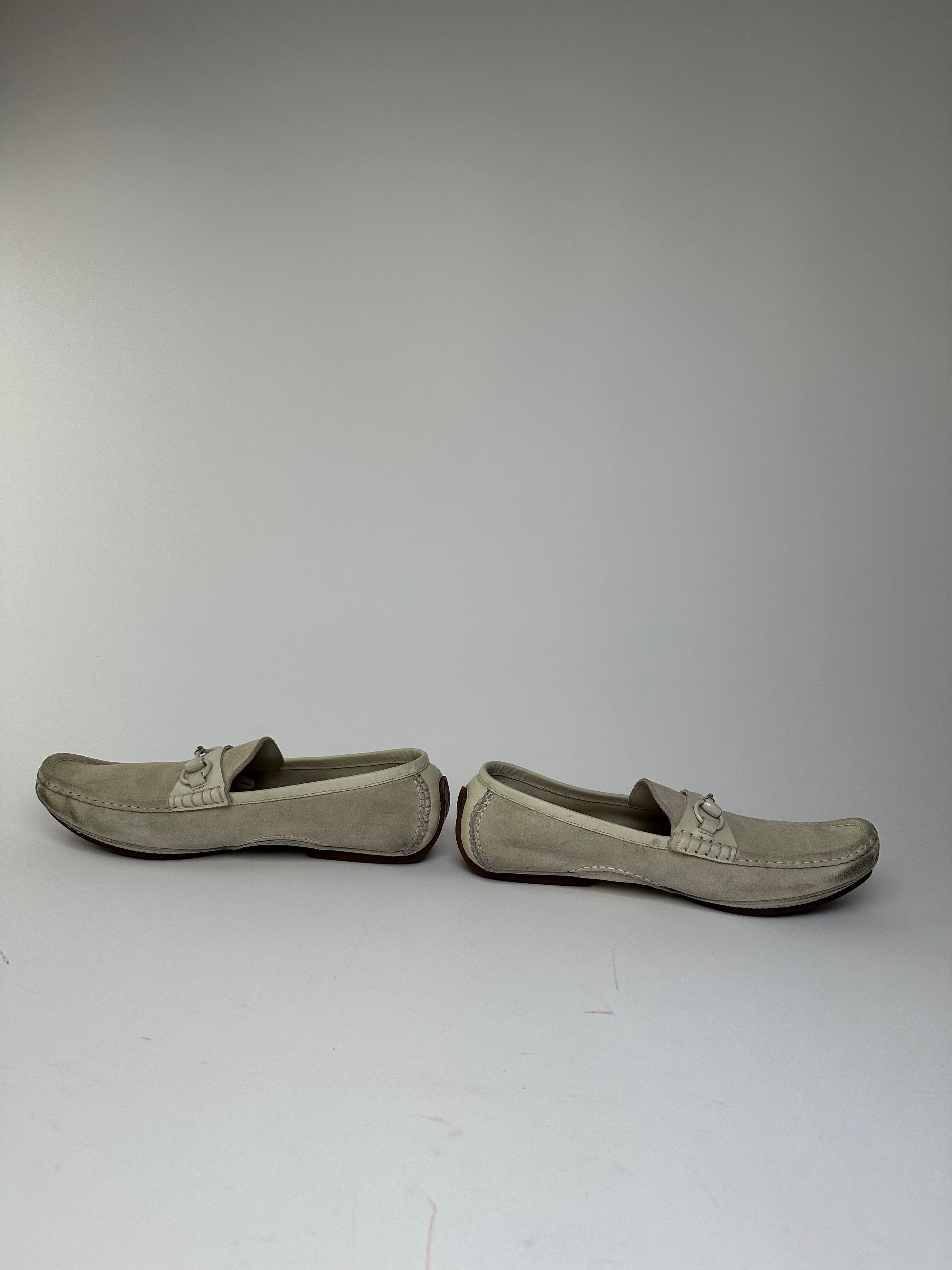 Gucci Vintage Horsebit Suede Driving Loafers Cream EU41,5 Size US 10.5 / IT 40.5 - 4 Thumbnail