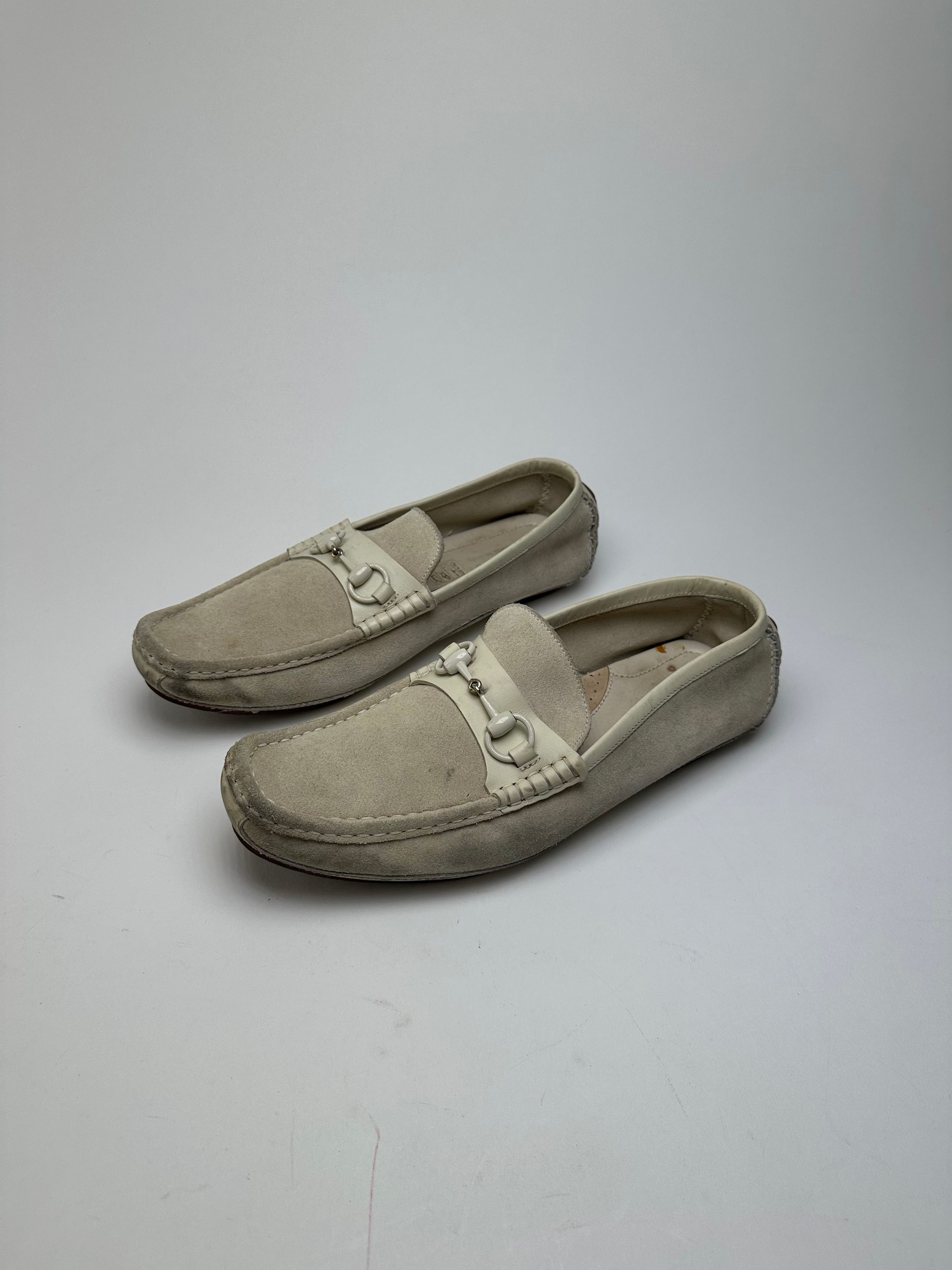 Gucci Vintage Horsebit Suede Driving Loafers Cream EU41,5 Size US 10.5 / IT 40.5 - 3 Thumbnail