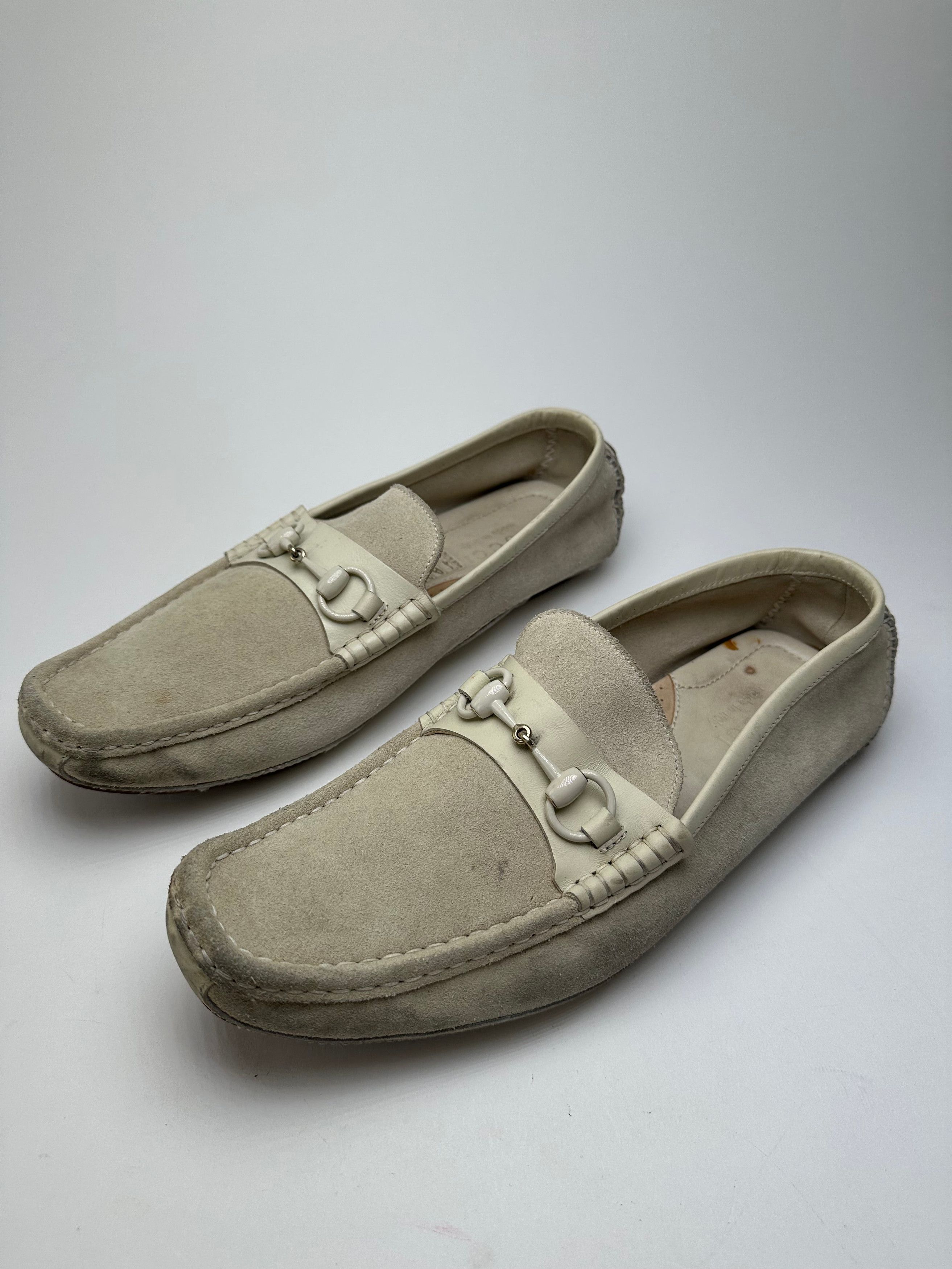 Gucci Vintage Horsebit Suede Driving Loafers Cream EU41,5 Size US 10.5 / IT 40.5 - 2 Thumbnail