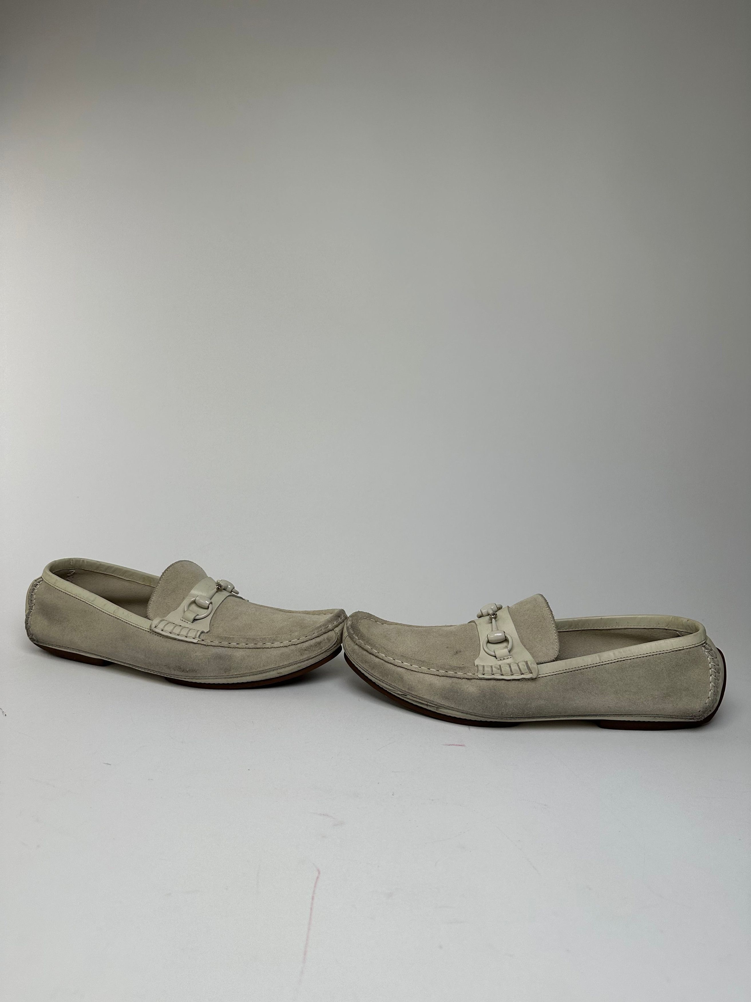 Gucci Vintage Horsebit Suede Driving Loafers Cream EU41,5 Size US 10.5 / IT 40.5 - 7 Thumbnail