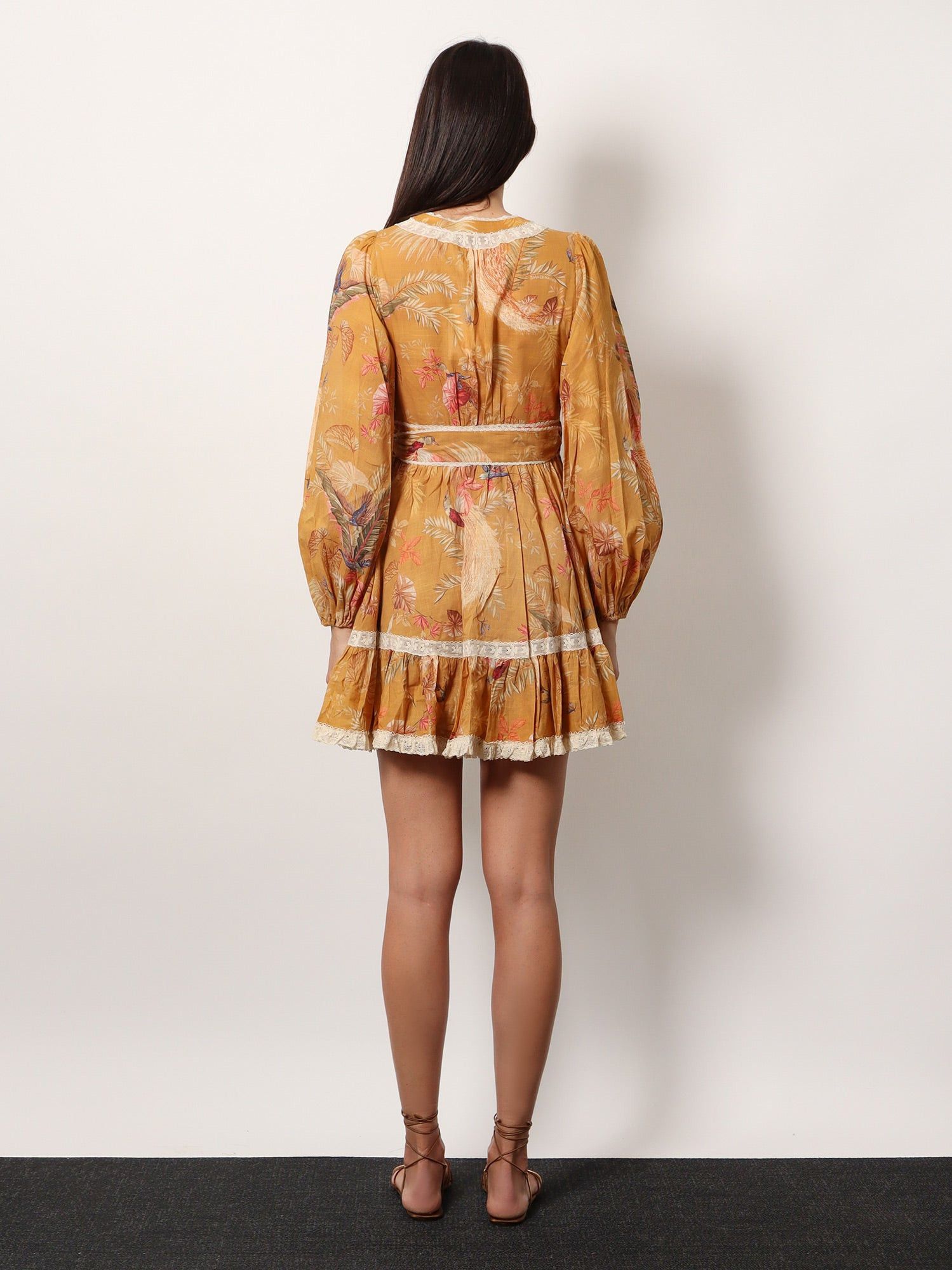 Zimmermann Frill Cotton Short Dress With Floral Print Size L / US 10 / IT 46 - 3 Thumbnail